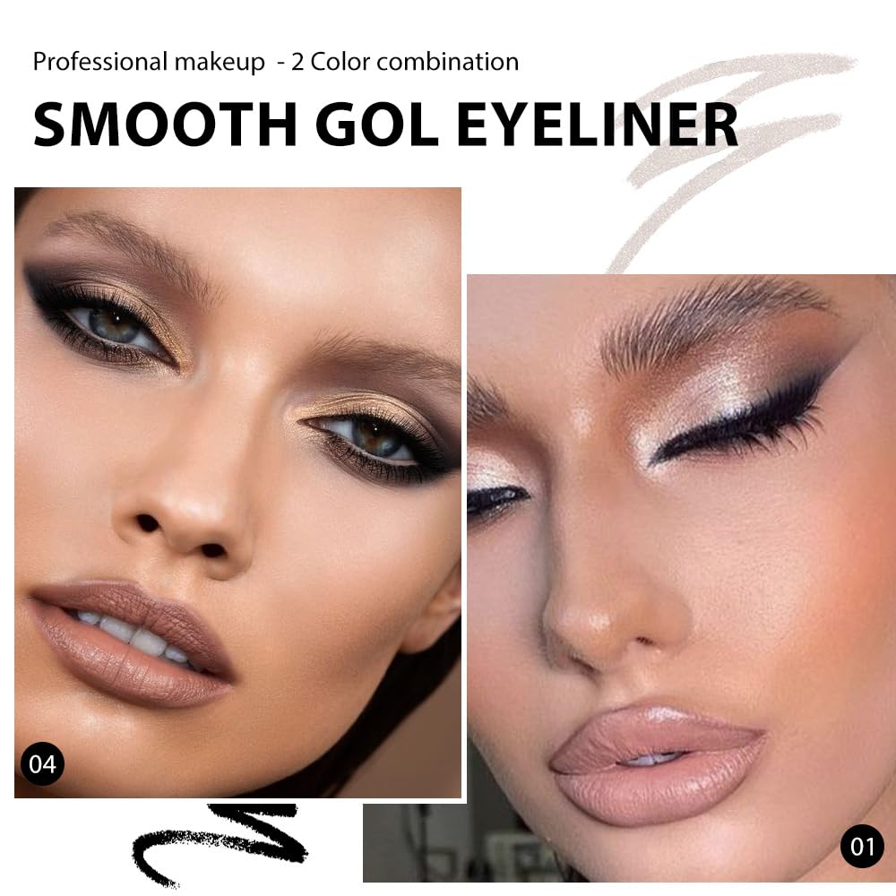 Foto 3 pulgar | Set De Maquillaje Evpct En Gel Delineador De Ojos A Prueba De Agua Negro Plateado - Venta Internacional.