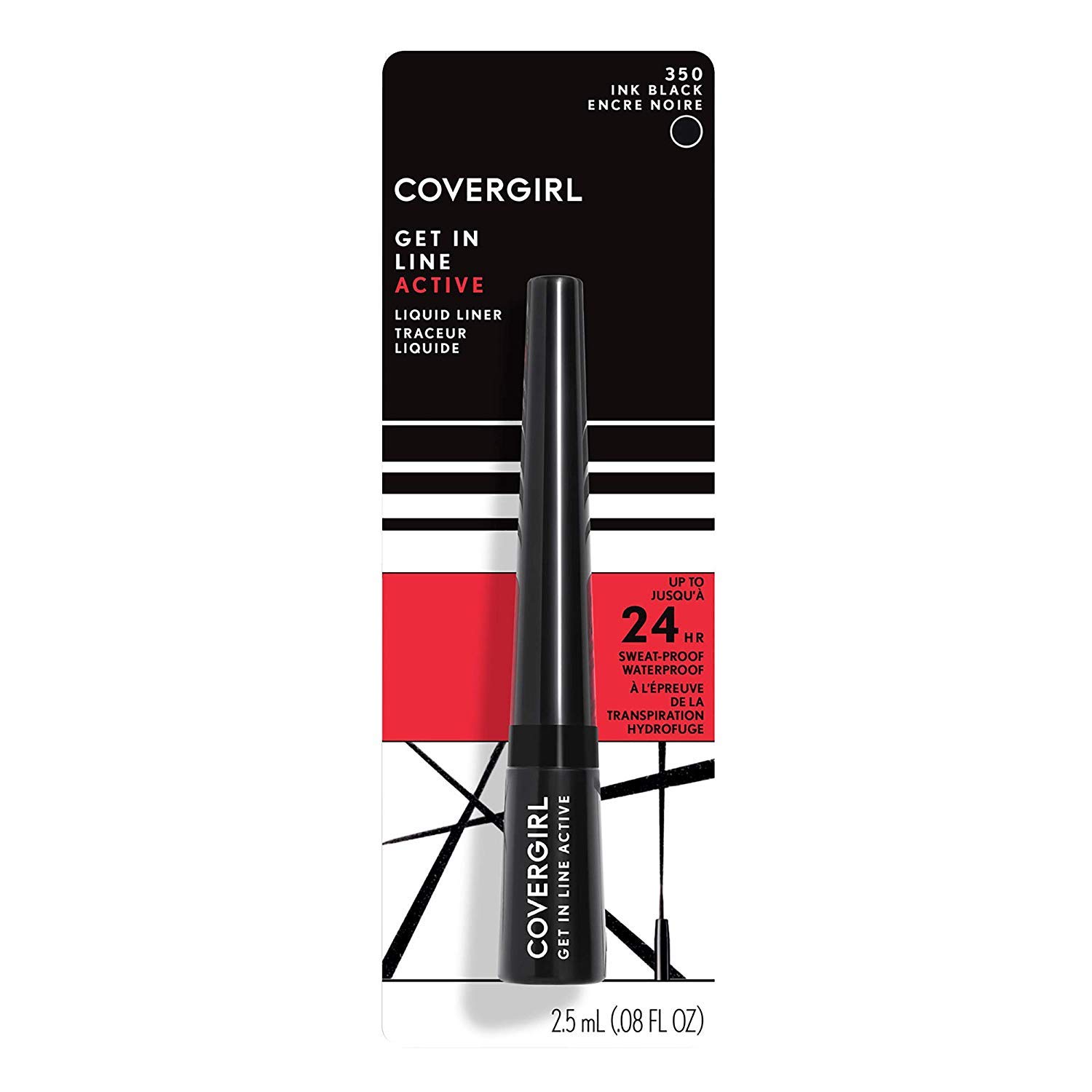 Foto 4 pulgar | Delineador De Ojos Covergirl Get In Line Active Ink Black, 2 Unidades - Venta Internacional.