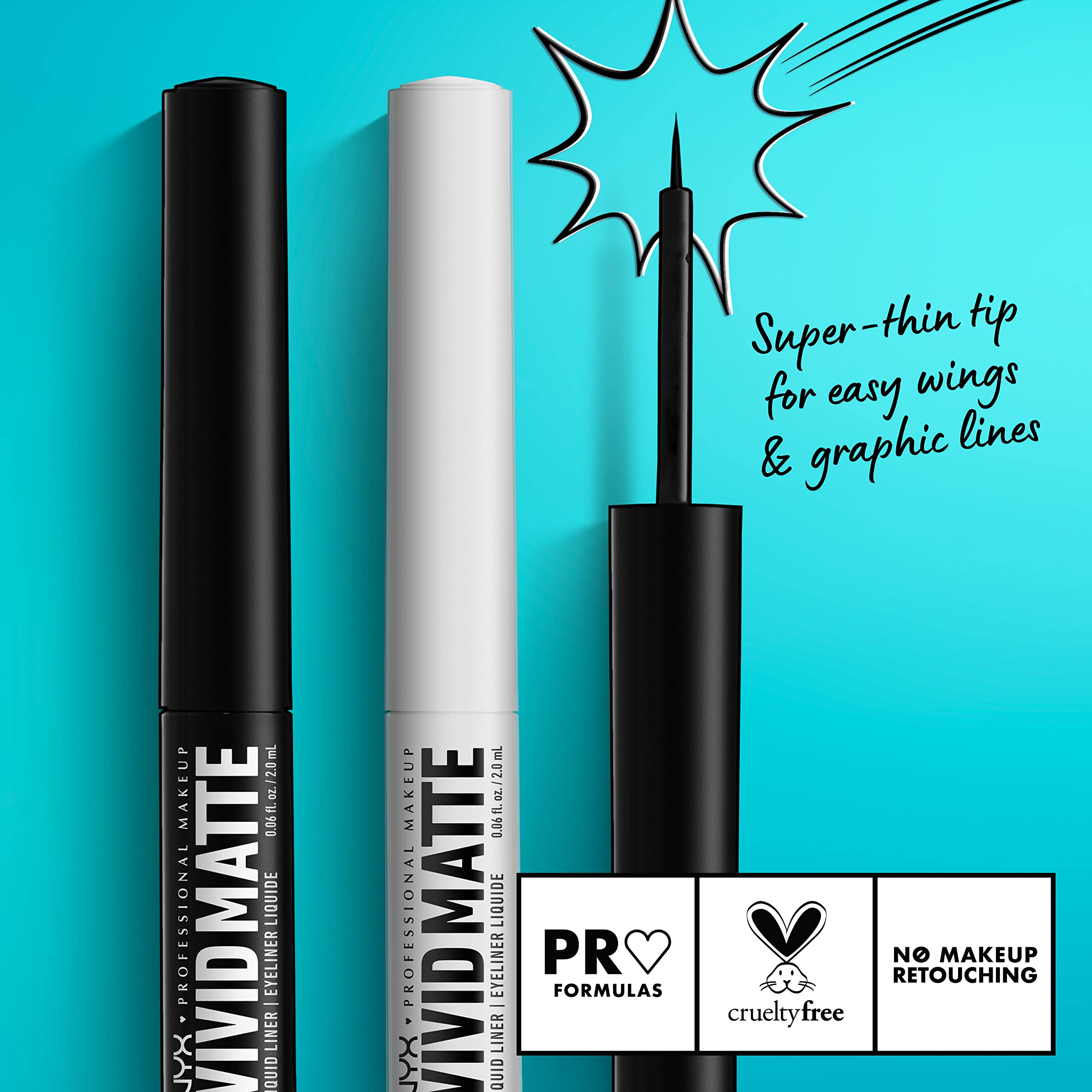 Foto 4 pulgar | Eyeliner Nyx Professional Makeup Vivid Matte Liquid Black - Venta Internacional.