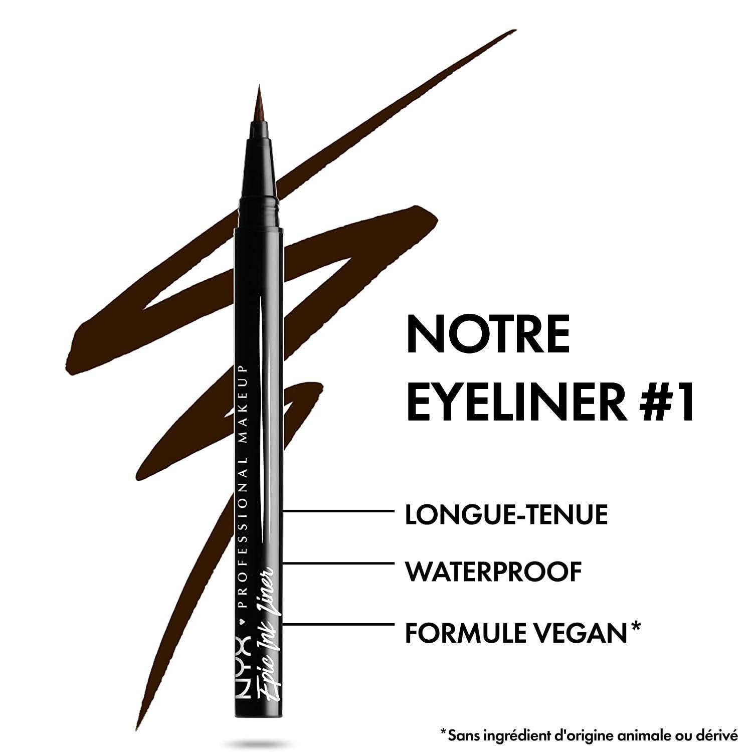 Foto 4 pulgar | Delineador Líquido Impermeable Nyx Professional Makeup Epic Ink Brown - Venta Internacional.