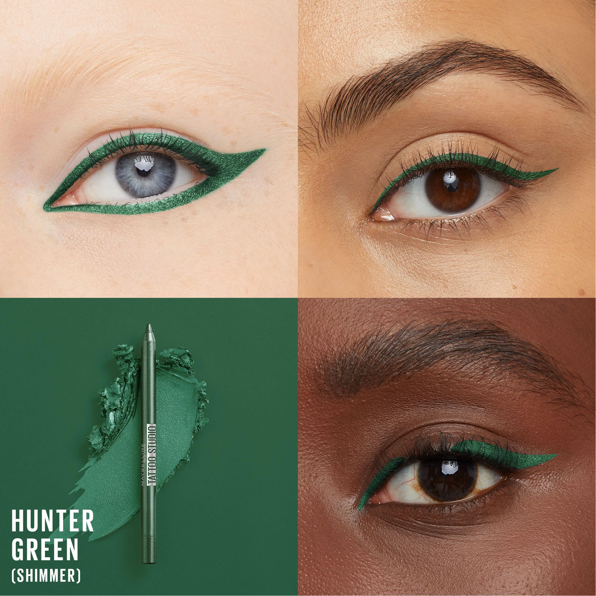 Foto 3 pulgar | Delineador De Ojos Maybelline Tattoo Studio Waterproof Hunter Green - Venta Internacional.