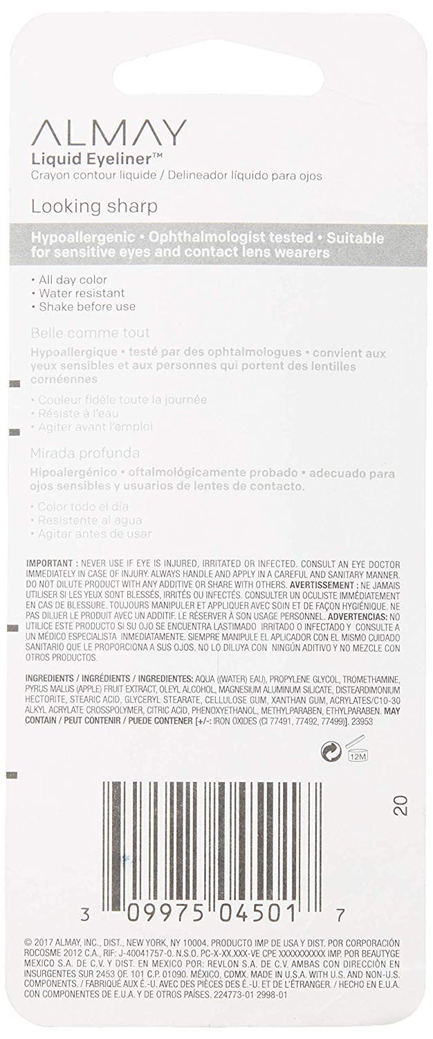 Foto 8 pulgar | Delineador De Ojos Líquido Almay, Impermeable, A Prueba De Decoloración 221, Negro, 3 Ml - Venta Internacional.