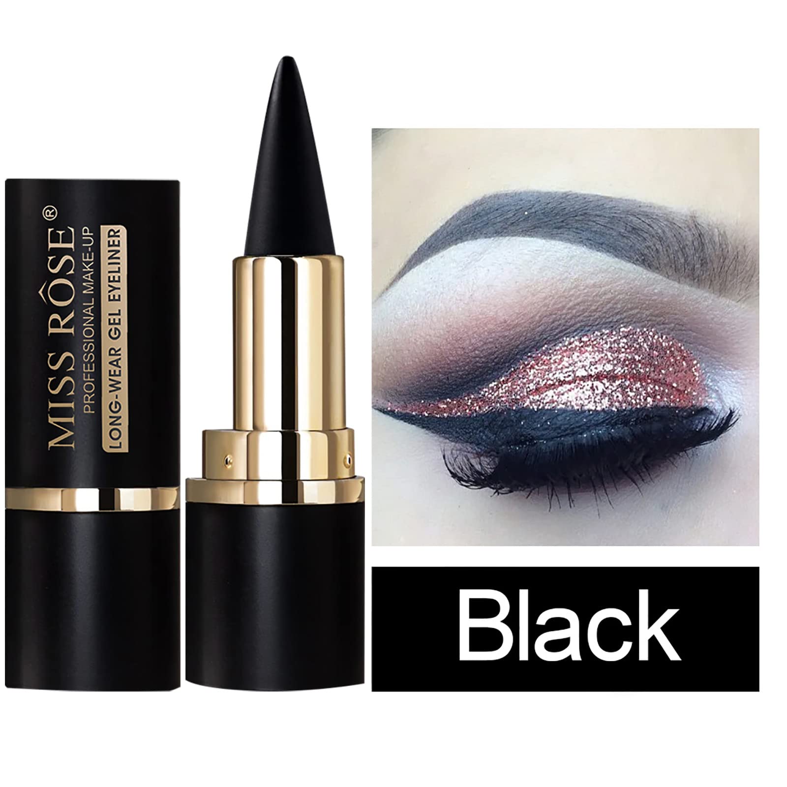 Foto 3 pulgar | Delineador De Ojos En Gel Miss Rose M Black A Prueba De Manchas Para Mujer - Venta Internacional.