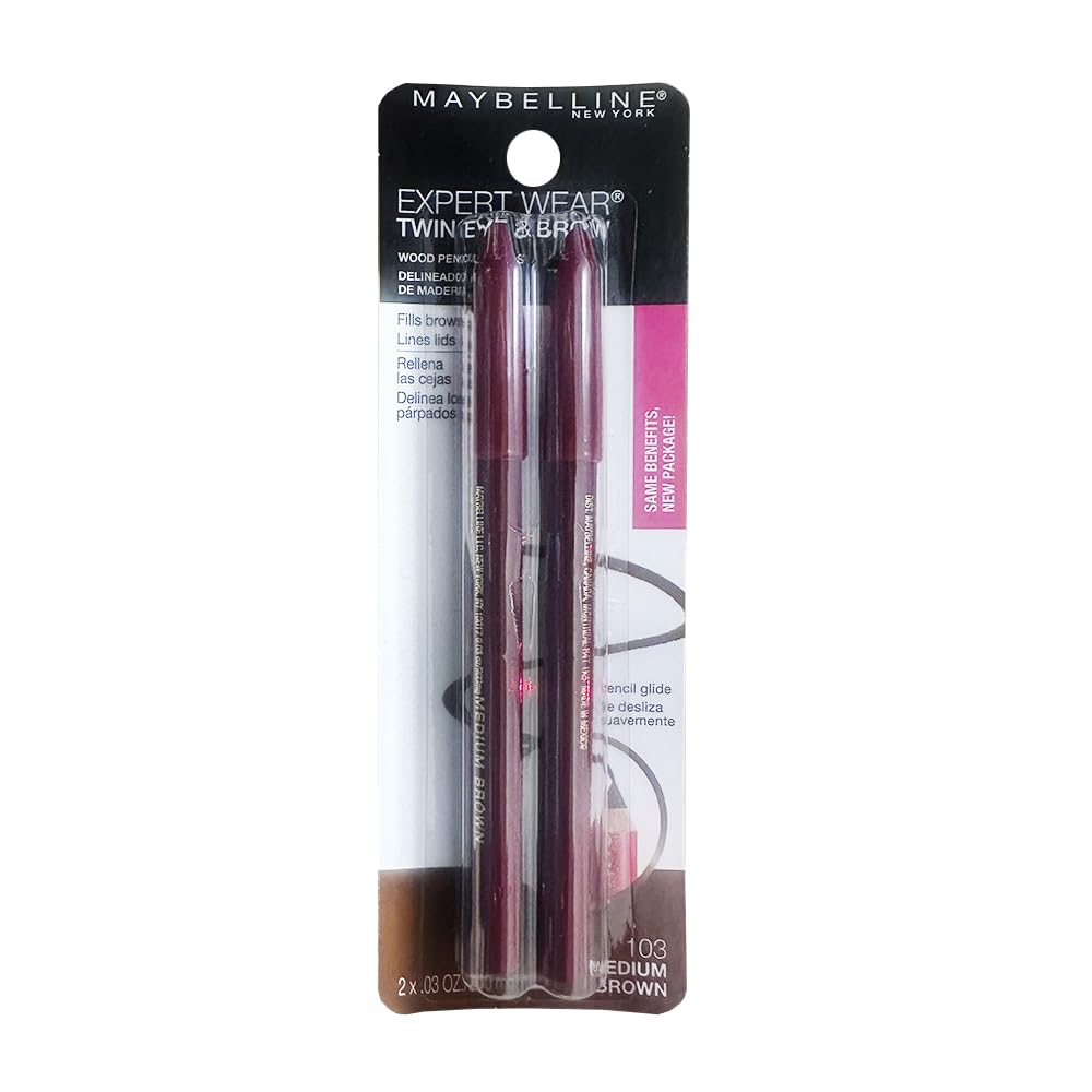 Lápices De Cejas Maybelline Expert Eyes Twin Medium Brown - Venta Internacional.