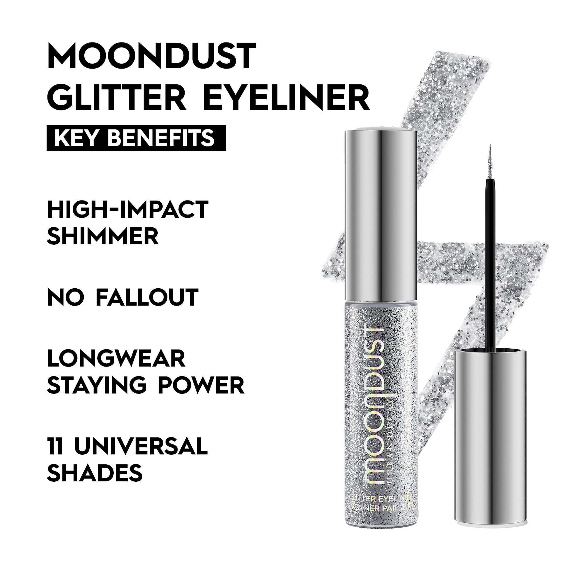 Foto 4 pulgar | Delineador de Ojos con Purpurina Urban Decay Moondust Liquid Glamrock Silver - Venta Internacional
