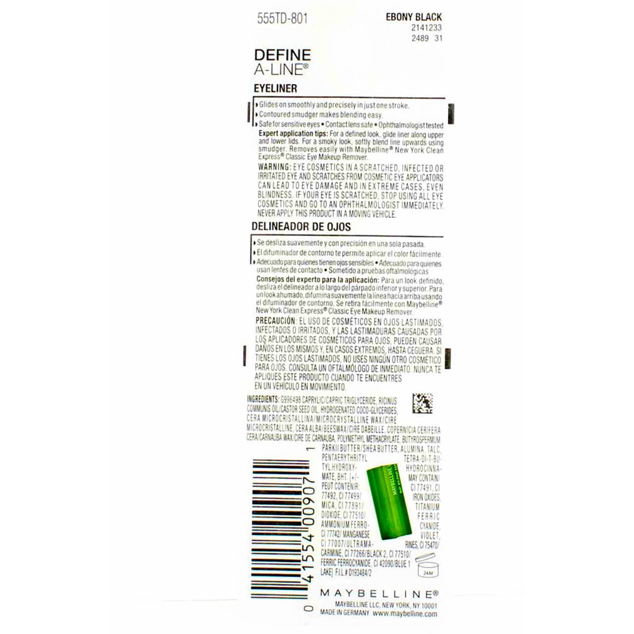 Foto 5 pulgar | Delineador De Ojos Maybelline Define-a-line Ebony Black, 1 Ml (paquete De 3) - Venta Internacional.
