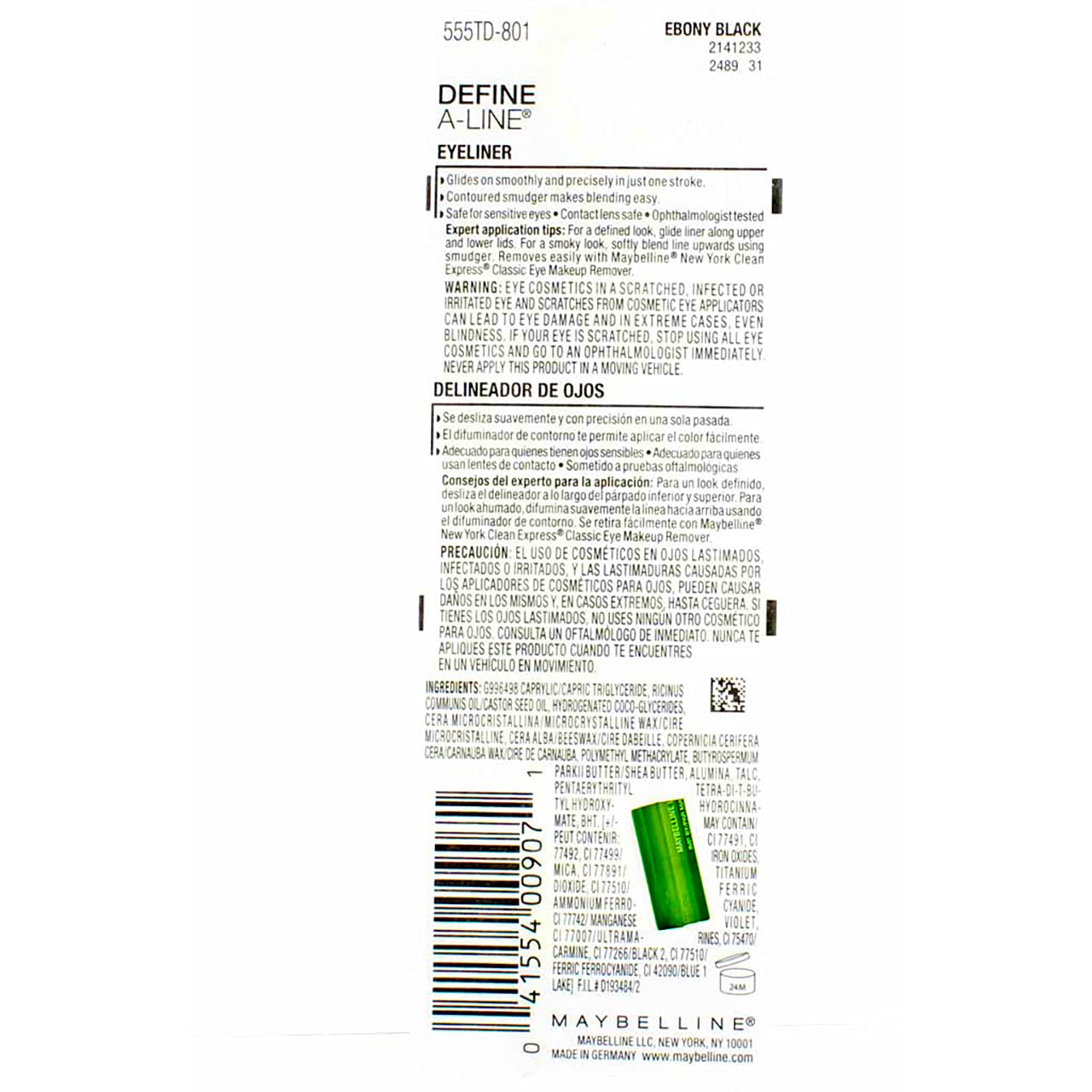 Foto 7 pulgar | Delineador De Ojos Maybelline Define-a-line Ebony Black, 1 Ml (paquete De 3) - Venta Internacional.