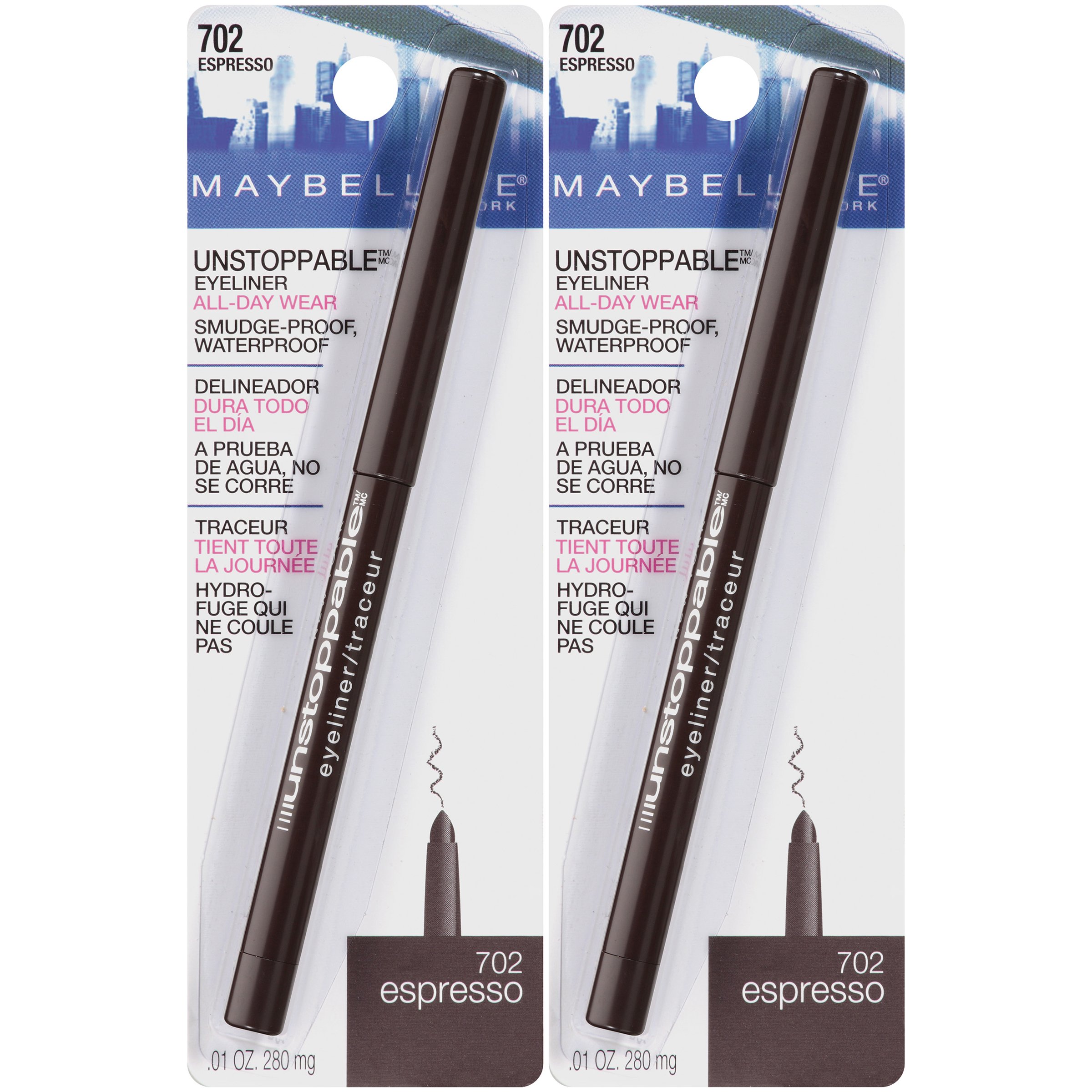 Foto 2 | Delineador De Ojos Maybelline Unstoppable Waterproof Espresso 2x - Venta Internacional.