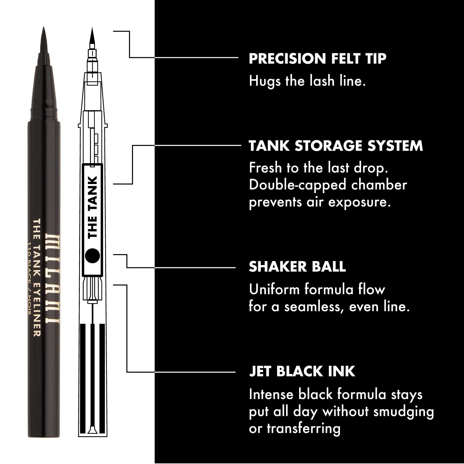 Foto 6 pulgar | Delineador Líquido Milani The Tank Waterproof Black 12h - Venta Internacional.