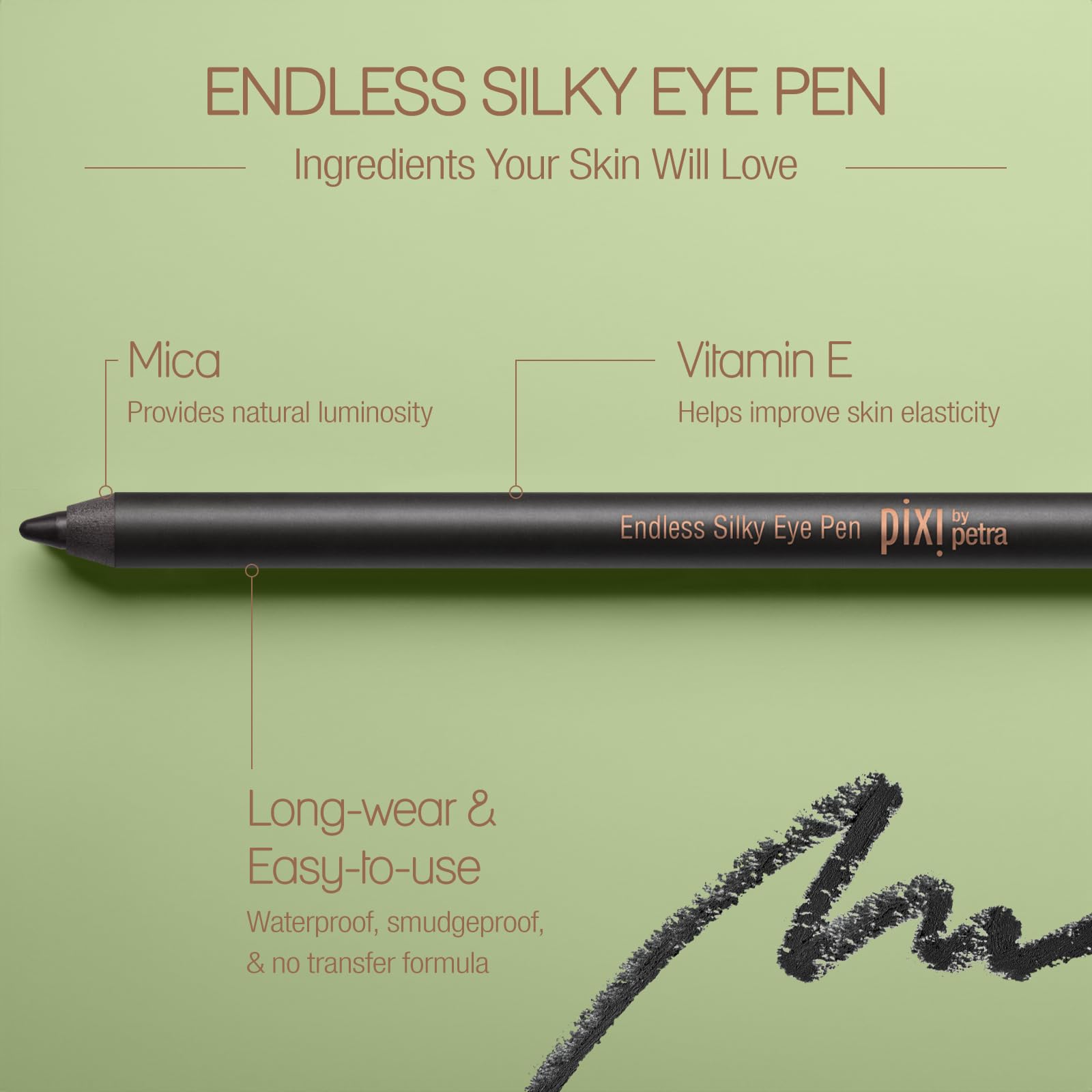 Foto 5 pulgar | Eyeliner Pixi Endless Silky Eye Pen Black Noir Waterproof - Venta Internacional.