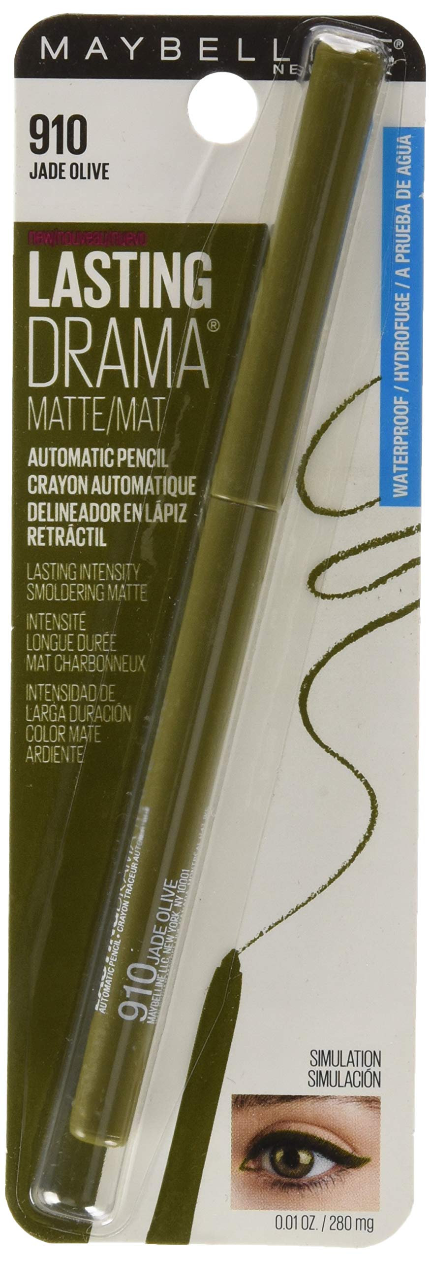Foto 3 pulgar | Lápiz Delineador de Ojos Maybelline Lasting Drama Matte 910 Jade Olive - Venta Internacional