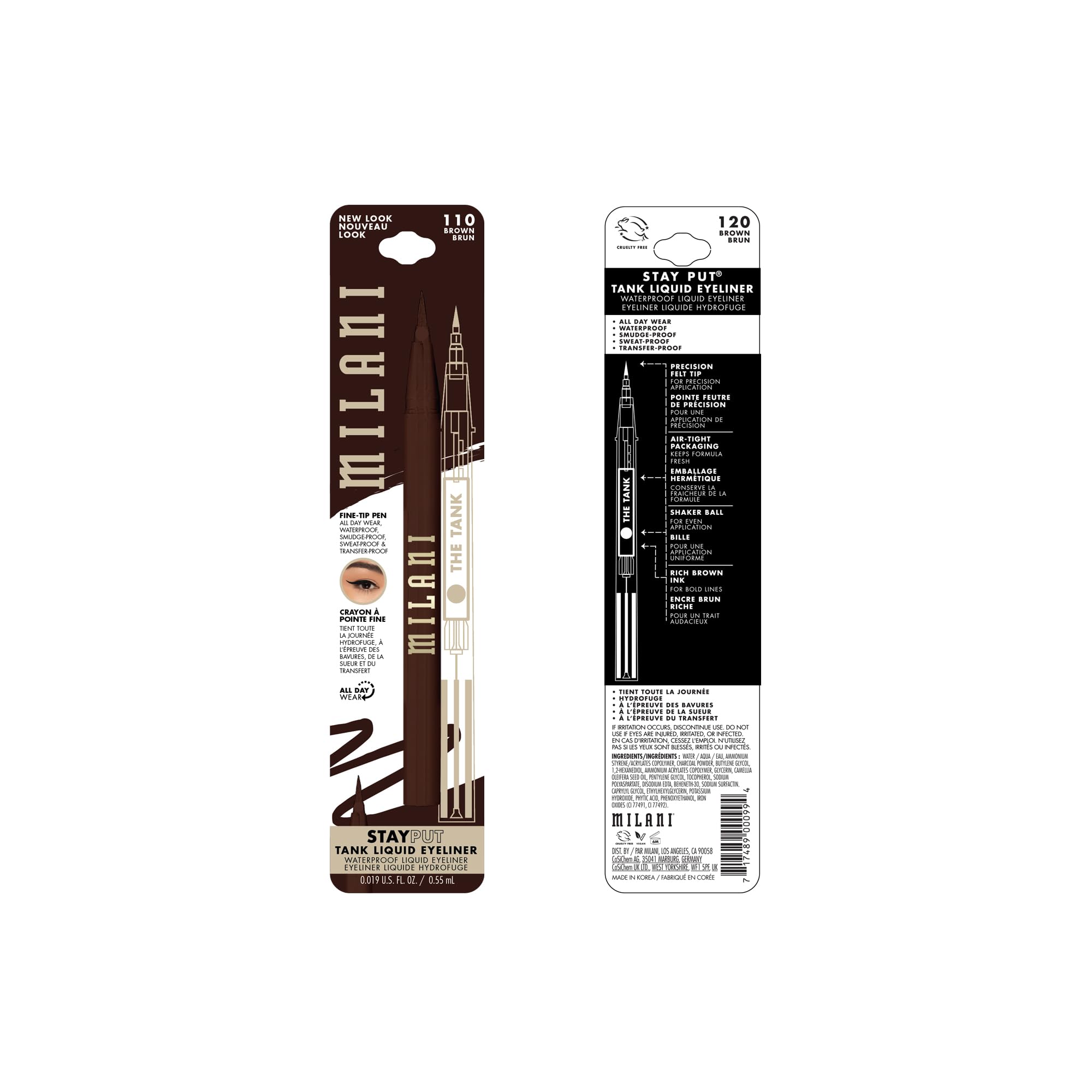 Foto 6 | Delineador Líquido Milani The Tank 120 Brown Waterproof - Venta Internacional.