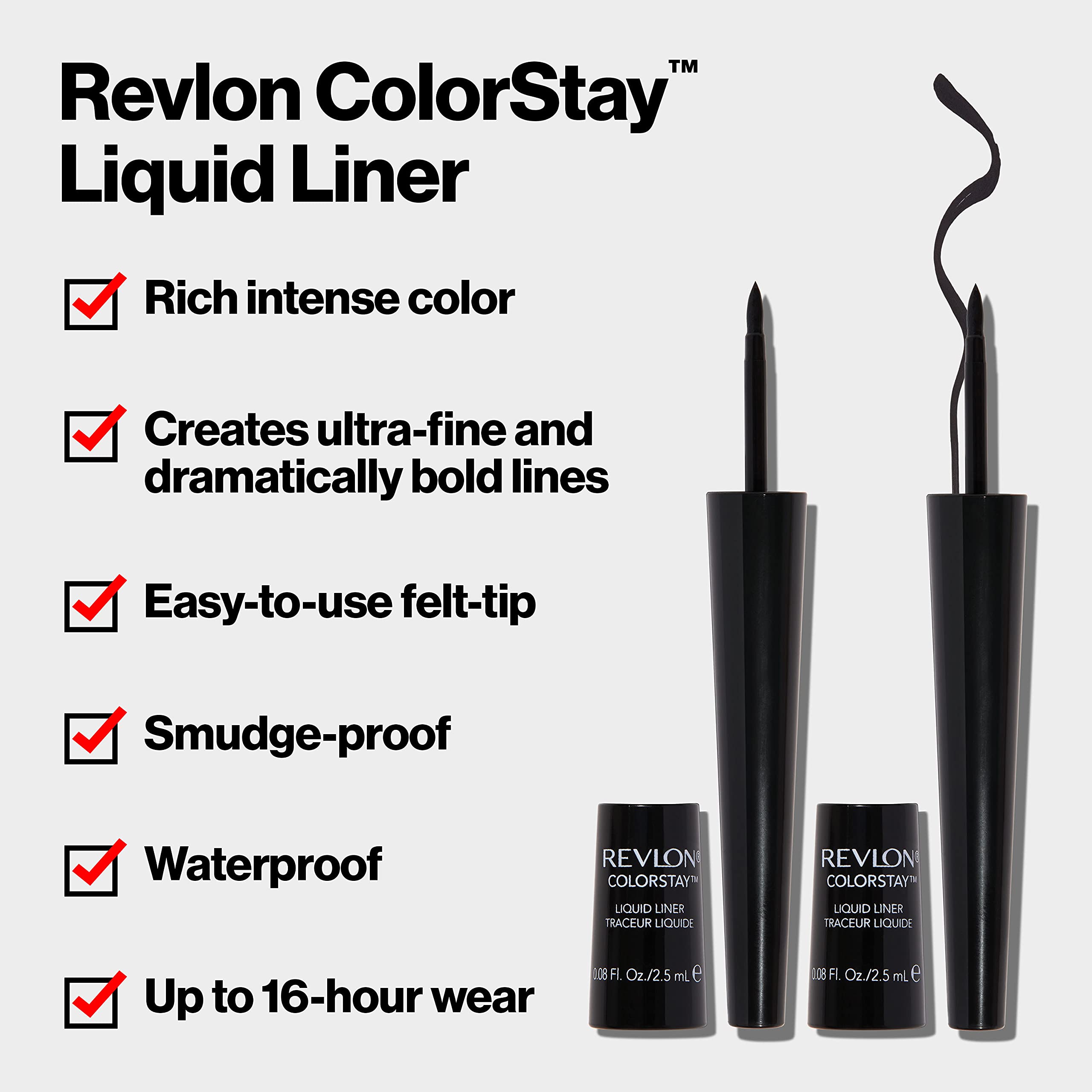 Foto 3 | Delineador Líquido Revlon Colorstay Waterproof 2,5 Ml Negro - Venta Internacional.