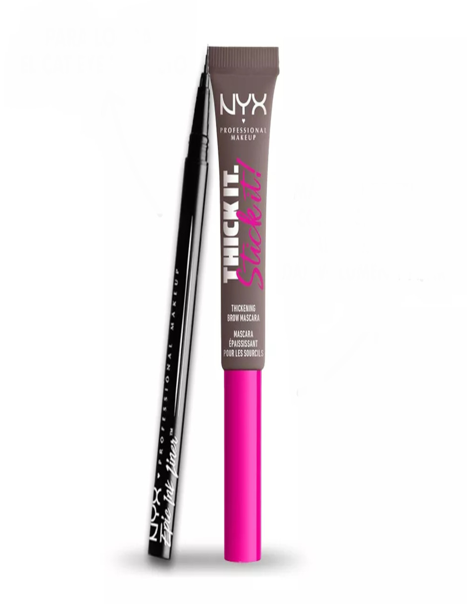 Foto 3 pulgar | Kit Gel De Cejas Con Color + Delineador Liquido Negro De Nyx + Termo De Agua De Regalo Güish