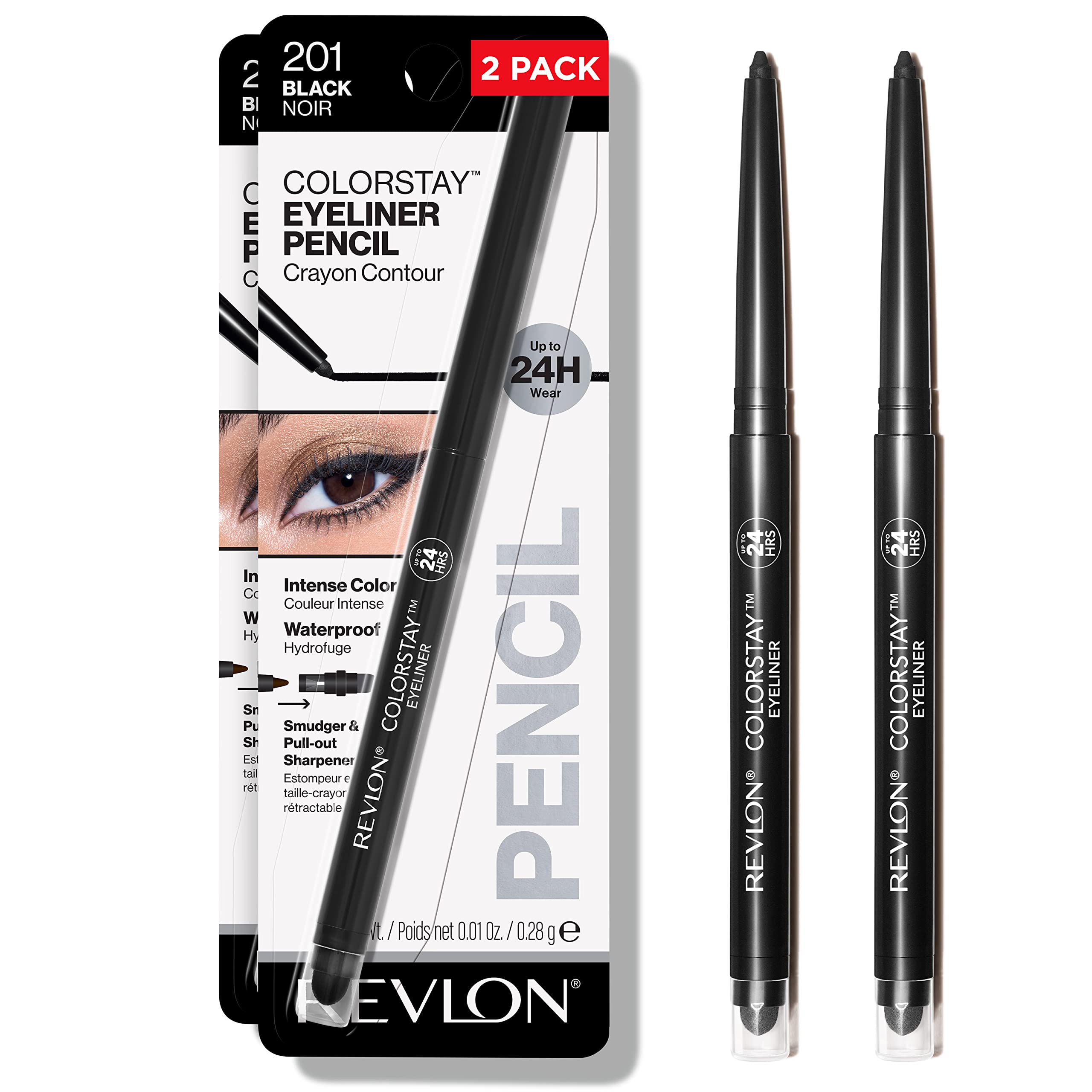 Foto 2 pulgar | Lápiz Delineador De Ojos Revlon Colorstay Waterproof 201 Negro, Paquete De 2 - Venta Internacional.