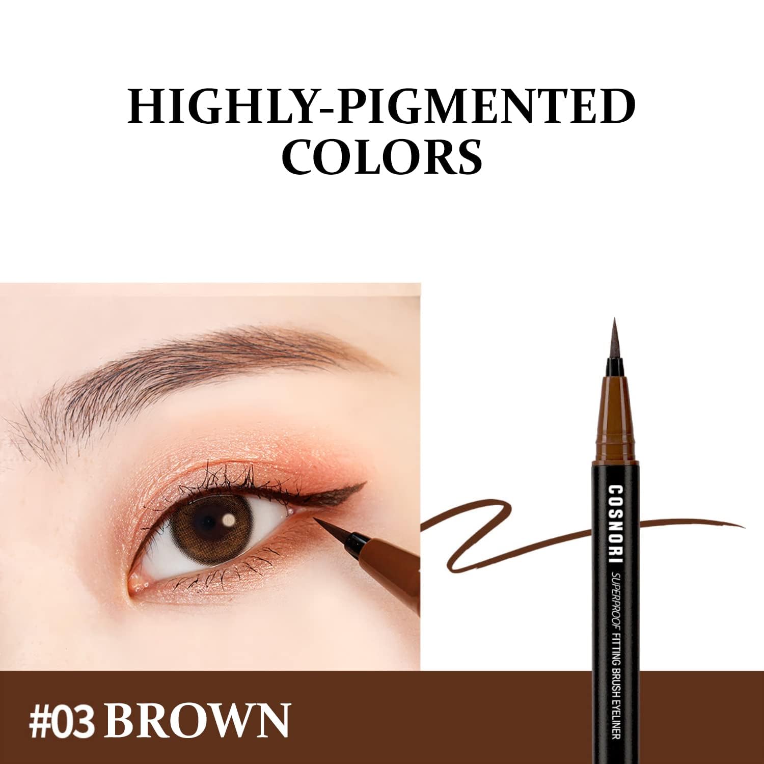 Foto 5 | Delineador De Ojos Cosnori Superproof Brush 02 Negro Y Marrón 0,6 G - Venta Internacional.