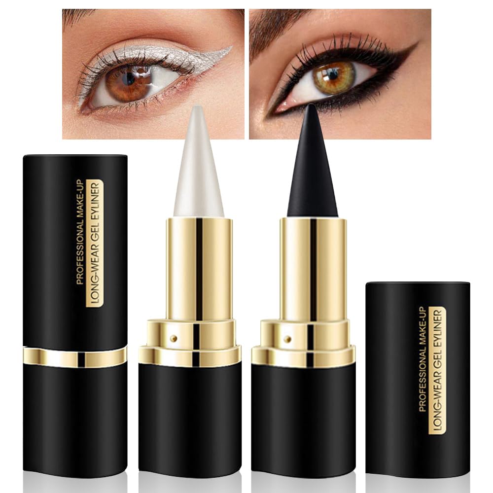 Set De Lápices Delineadores De Ojos Kaely, Gel Negro Y Plateado, Impermeable, 2 Unidades - Venta Internacional.