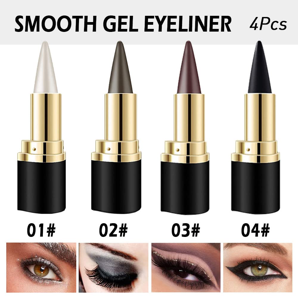 Foto 2 | Set De Lápices Delineadores De Ojos Kaely, Negro, Marrón, Plateado Y Gris, Impermeable - Venta Internacional.