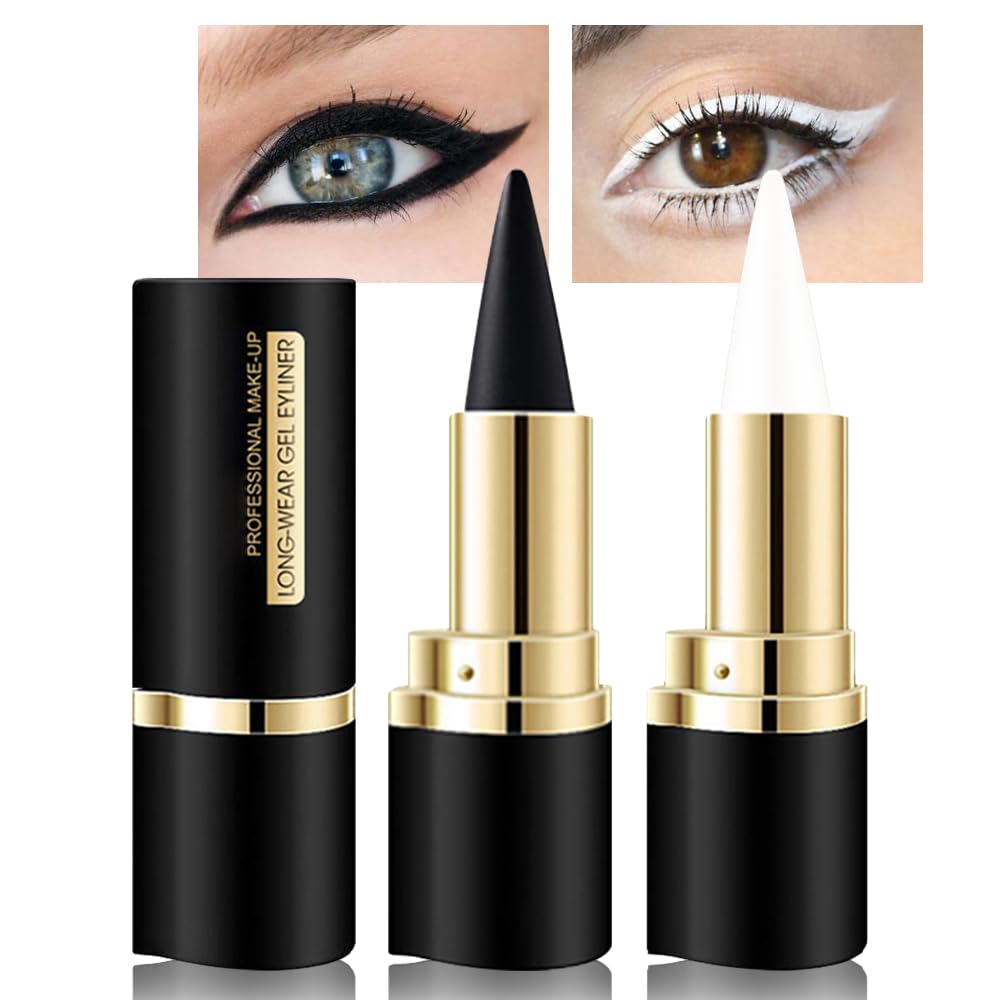 Set De Lápices Delineadores De Ojos En Gel Kaely, Negros Y Blancos, Impermeables, 2 Unidades - Venta Internacional.