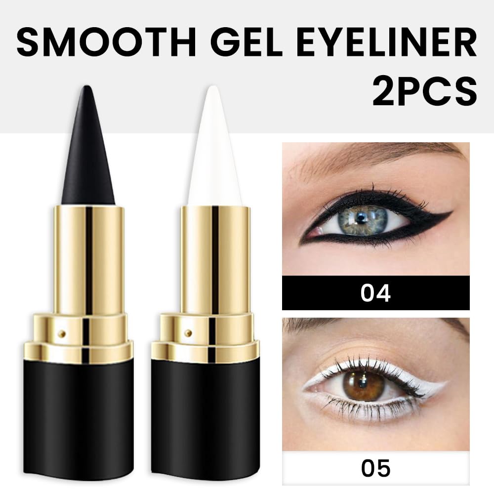 Foto 3 pulgar | Set De Lápices Delineadores De Ojos En Gel Kaely, Negros Y Blancos, Impermeables, 2 Unidades - Venta Internacional.