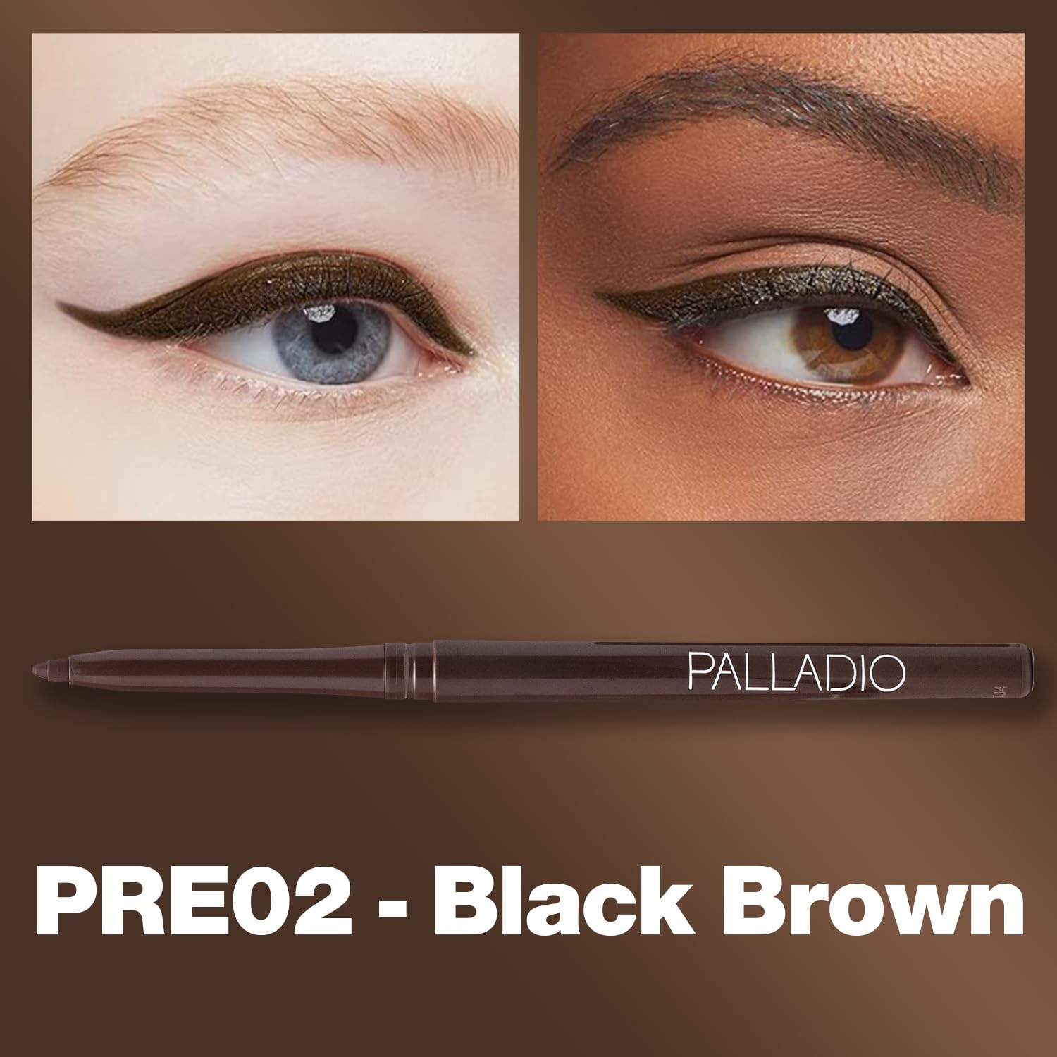 Foto 3 pulgar | Delineador De Ojos Palladio Retráctil Impermeable Negro Marrón - Venta Internacional.