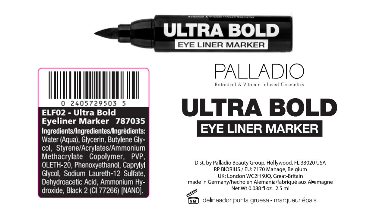 Foto 7 pulgar | Eyeliner Palladio Ultra Bold Marker Impermeable Negro Carbón - Venta Internacional.