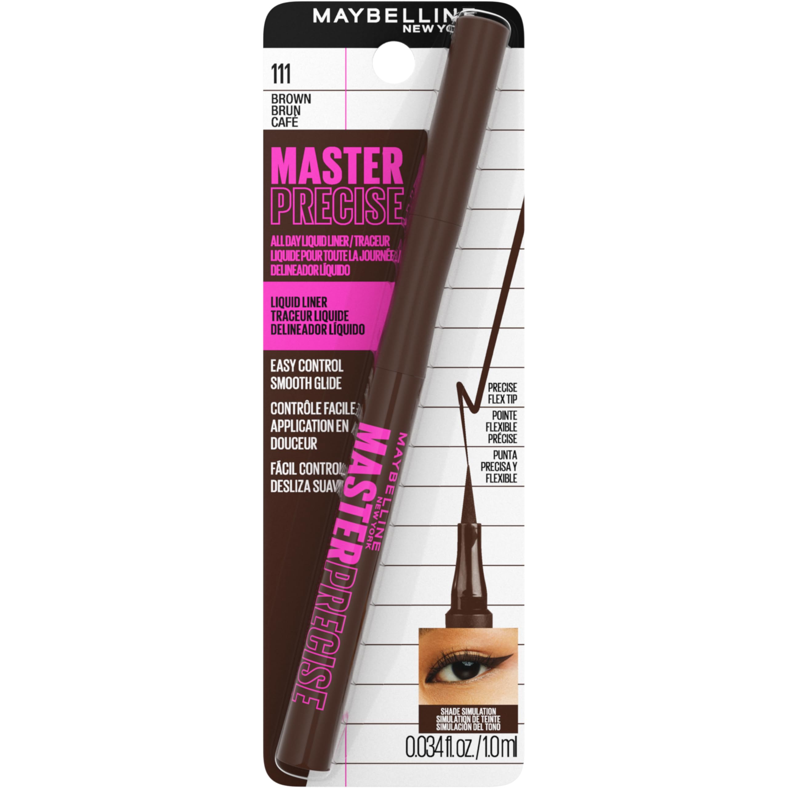 Foto 8 pulgar | Delineador De Ojos Maybelline Eyestudio Master Precise Waterproof Marrón - Venta Internacional.