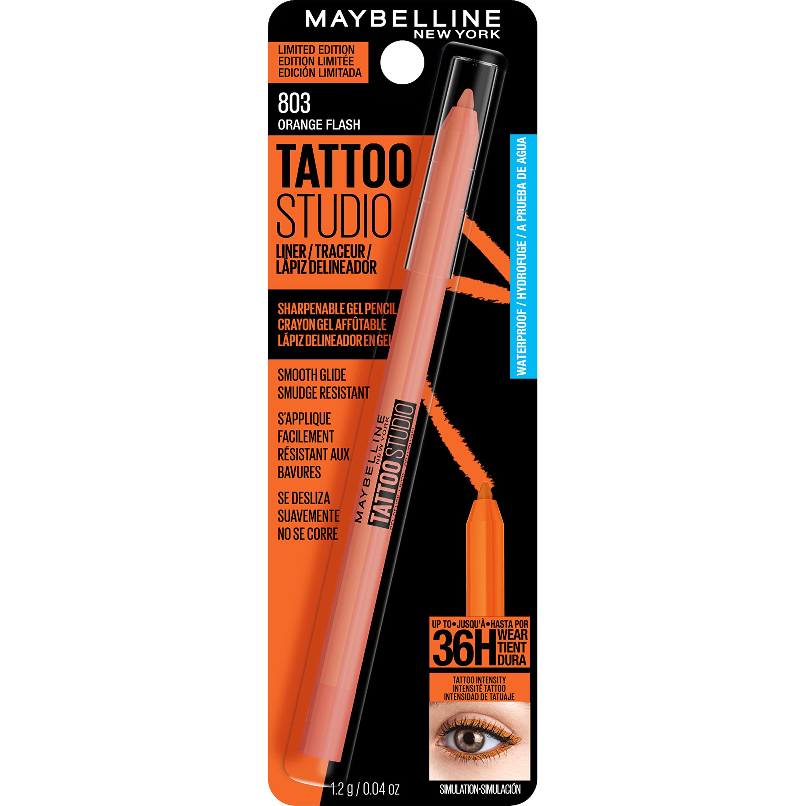 Foto 7 pulgar | Lápiz Delineador De Ojos Maybelline New York Tattoo Studio Orange - Venta Internacional.