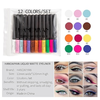 Foto 2 | Set De Delineadores De Ojos Huoguo 12 Unidades Mate Impermeable Y Colorido - Venta Internacional.