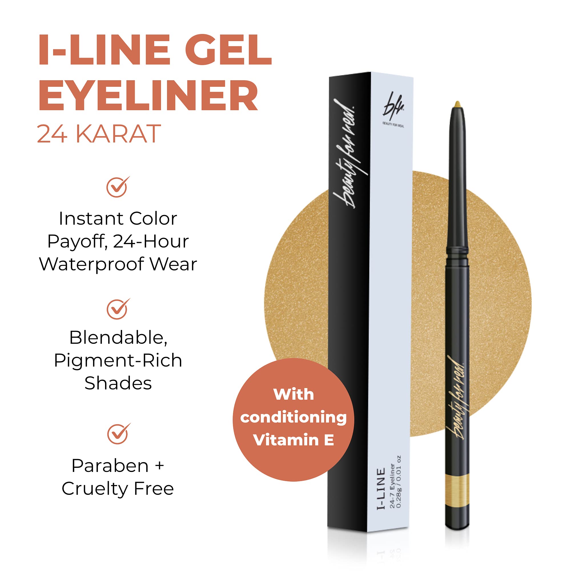Foto 3 pulgar | Delineador De Ojos Beauty For Real I-line 24-7  24 Quilates  Oro Metalizado - Venta Internacional.