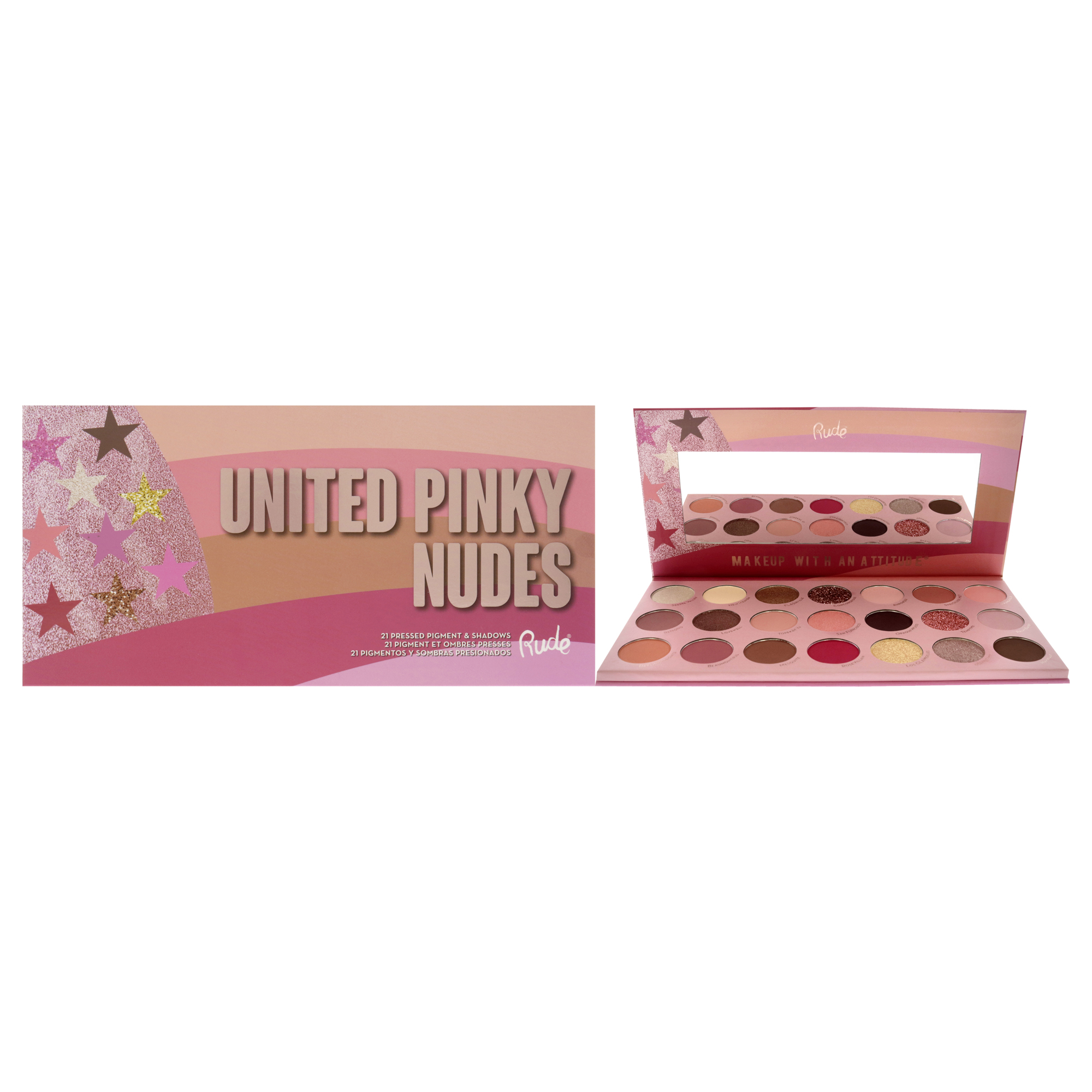 Foto 2 pulgar | United Pinky Nudes - 21 Pressed Pigment And Shadows Palette Rude Cosmetics Multicolor