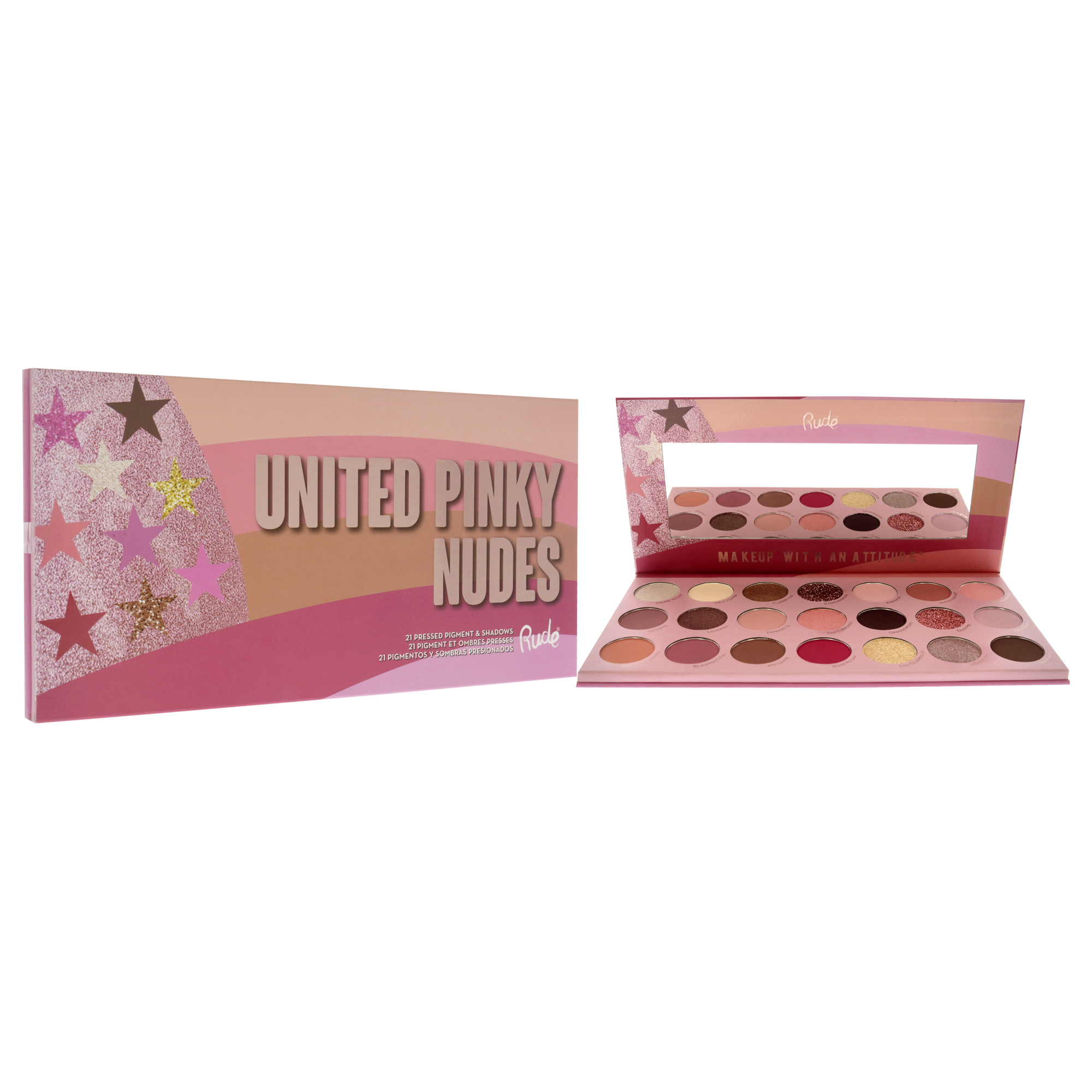 Foto 4 pulgar | United Pinky Nudes - 21 Pressed Pigment And Shadows Palette Rude Cosmetics Multicolor