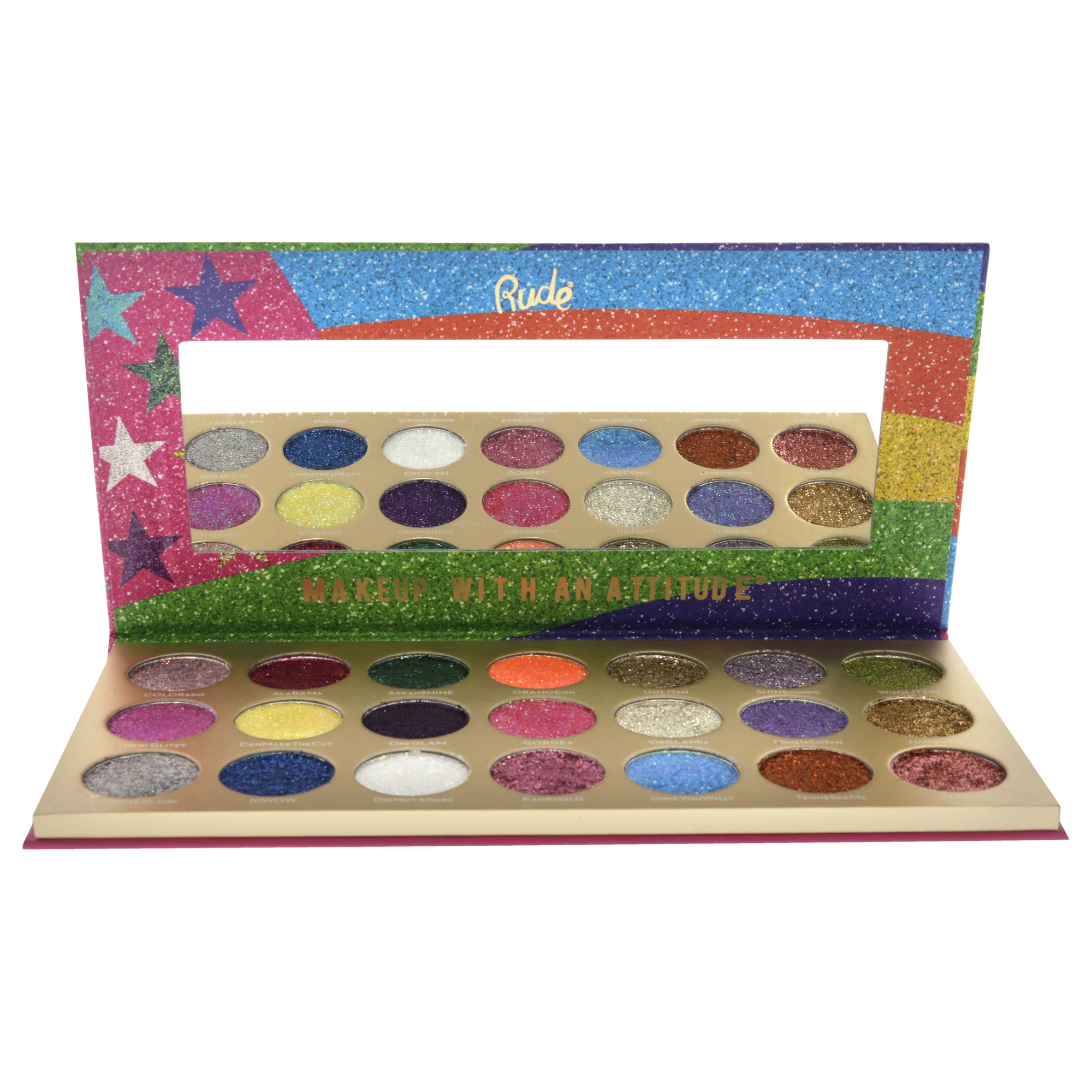 Foto 3 pulgar | United Shades Of Glitter - 21 Pressed Glitter Palette Rude Cosmetics Multicolor