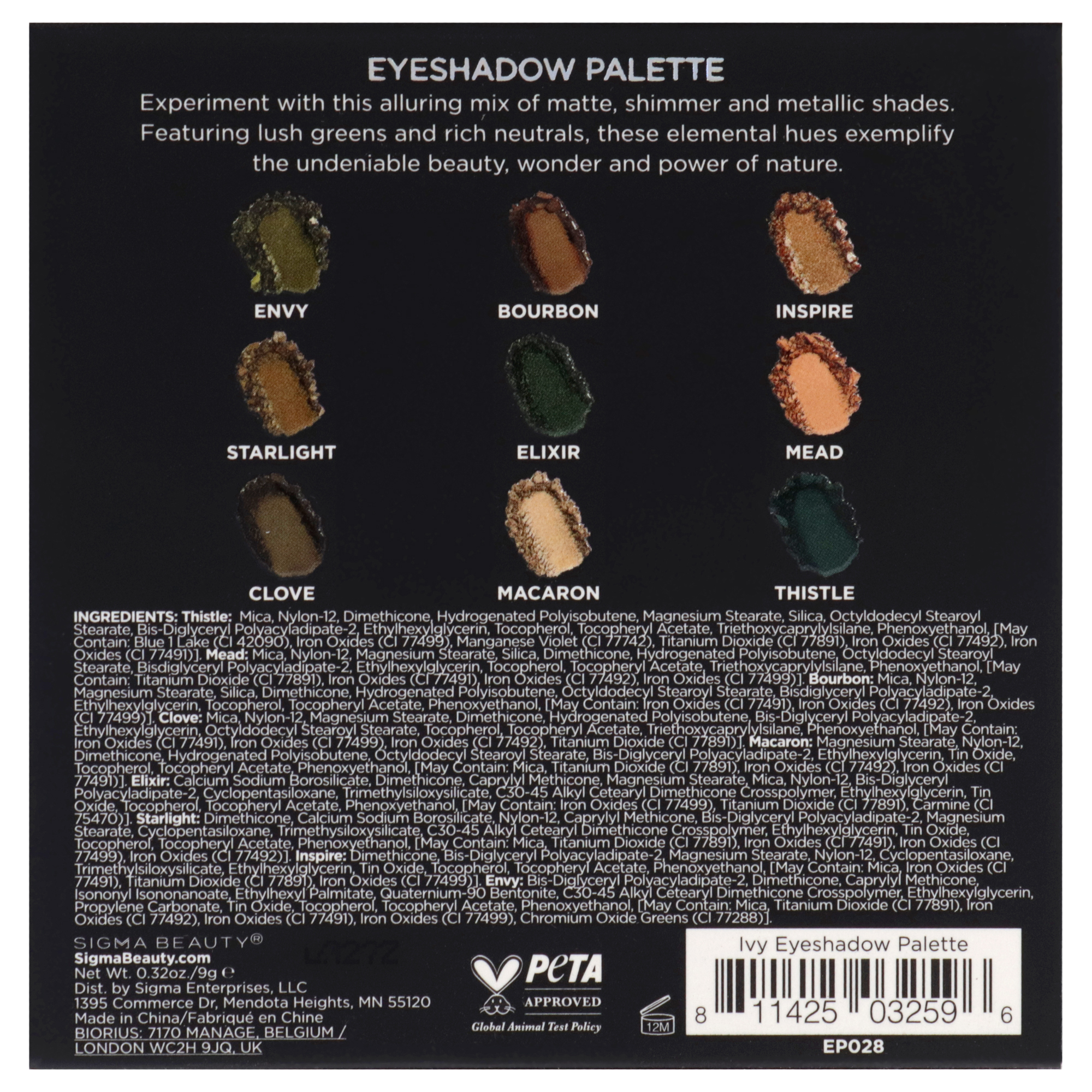 Foto 7 pulgar | Paleta De Sombras De Ojos Sigma Ivy Con 9 Sombras De Ojos Para Mujer - Venta Internacional.