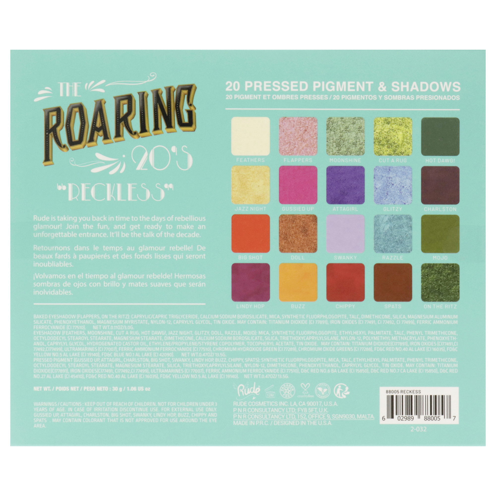 Foto 7 pulgar | Paleta De Sombras De Ojos Rude Cosmetics The Roaring 20s Reckless - Venta Internacional.