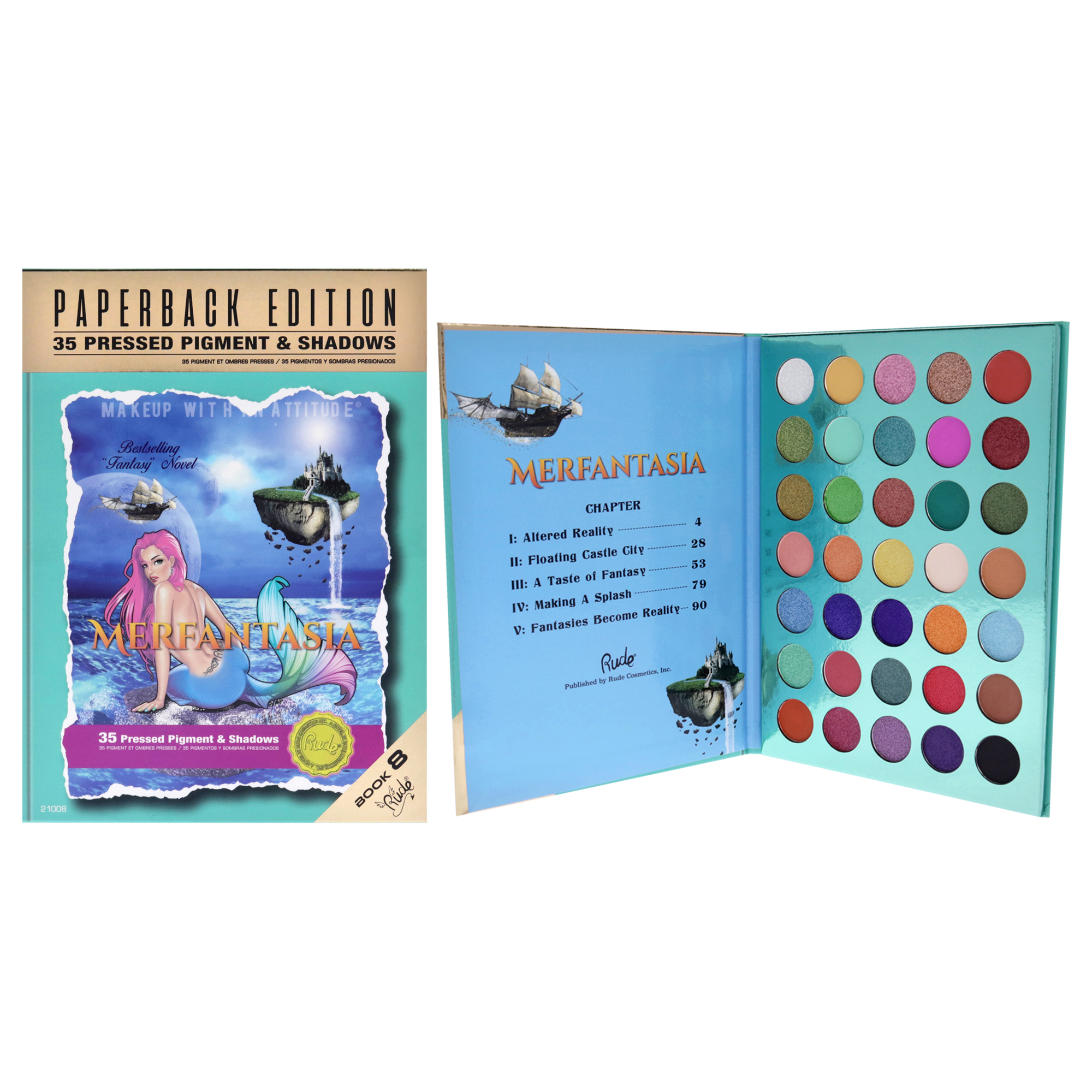 Paleta De Sombras De Ojos Rude Cosmetics Merfantasia Paperback Ed - Venta Internacional.