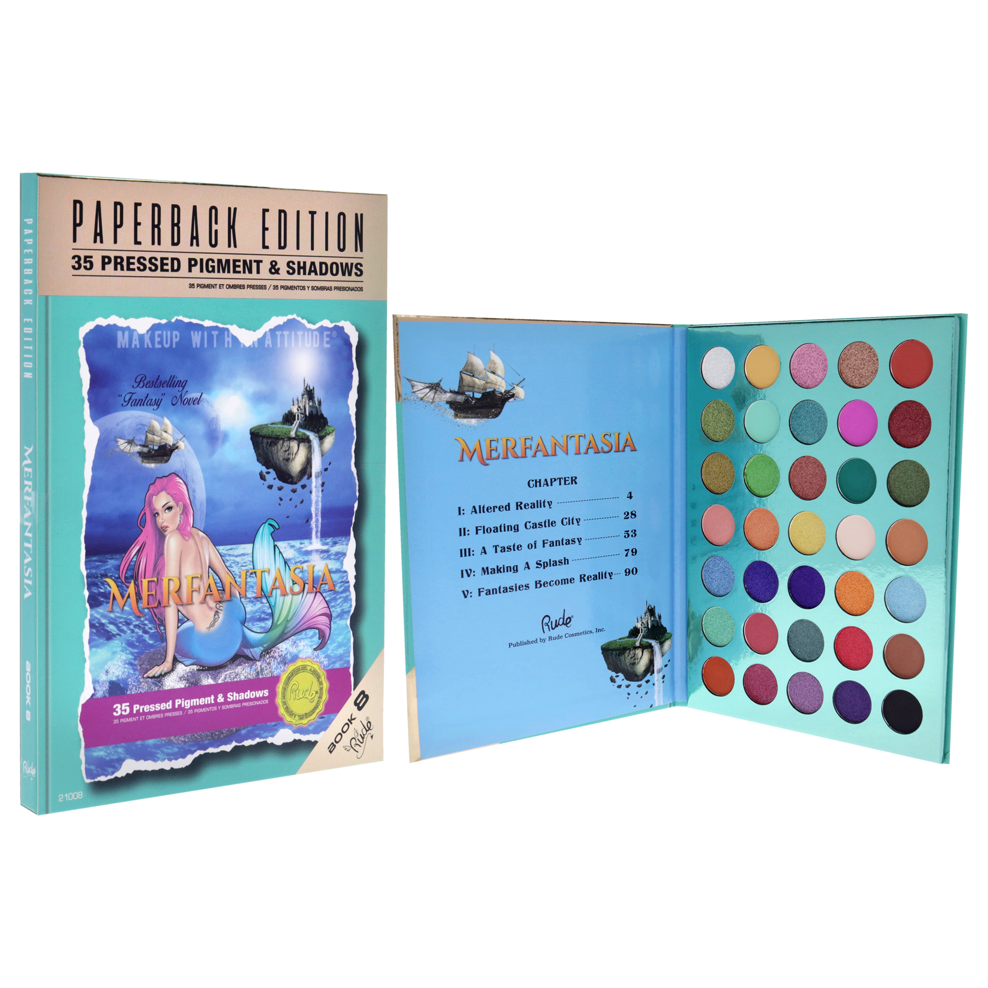 Foto 4 pulgar | Paleta De Sombras De Ojos Rude Cosmetics Merfantasia Paperback Ed - Venta Internacional.