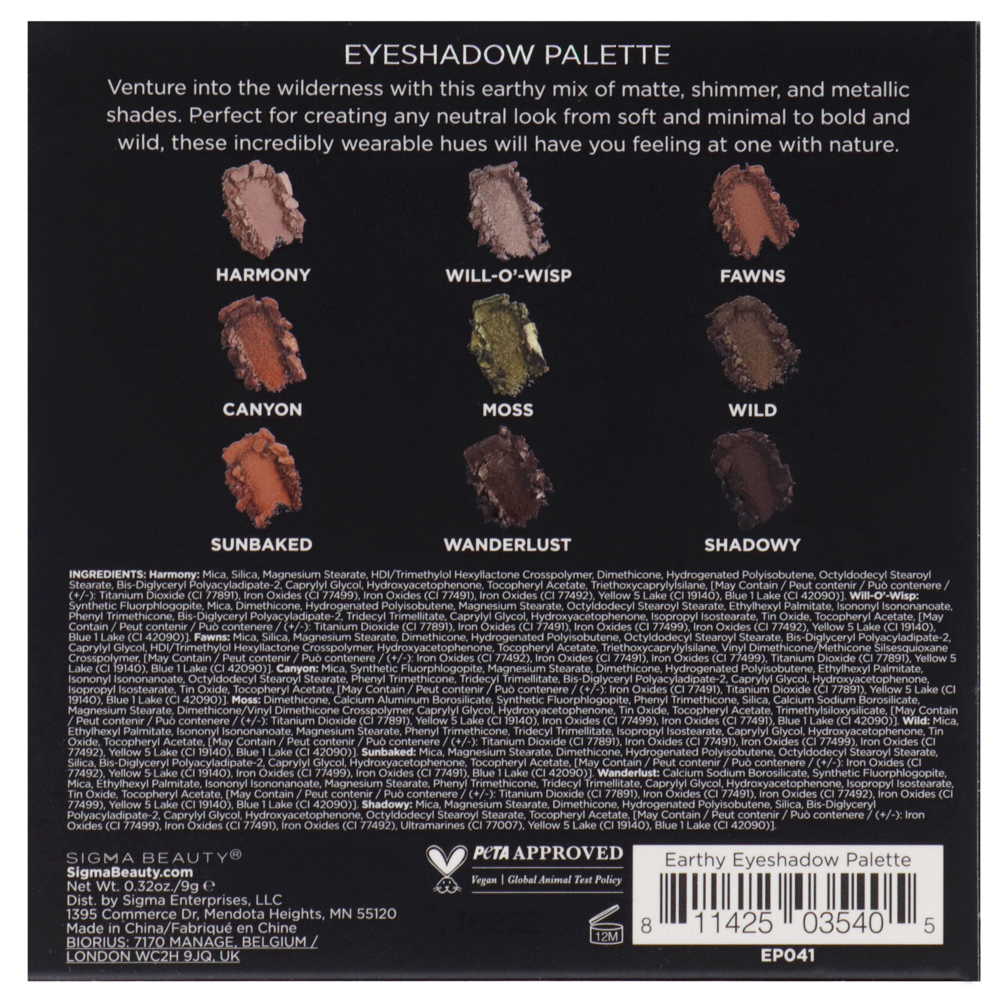 Foto 8 pulgar | Paleta De Sombras De Ojos Sigma Earthy Para Mujer, 1 Ml - Venta Internacional.