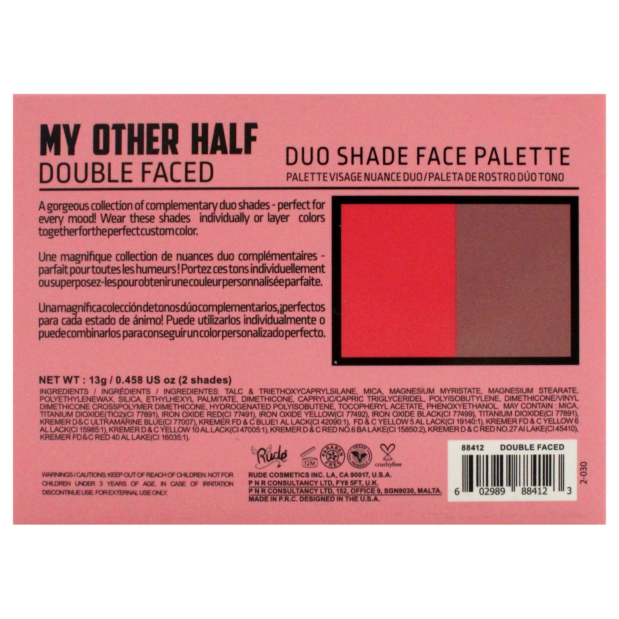 Foto 8 pulgar | Paleta Facial Rude My Other Half Duo Shade Double Face - Venta Internacional.