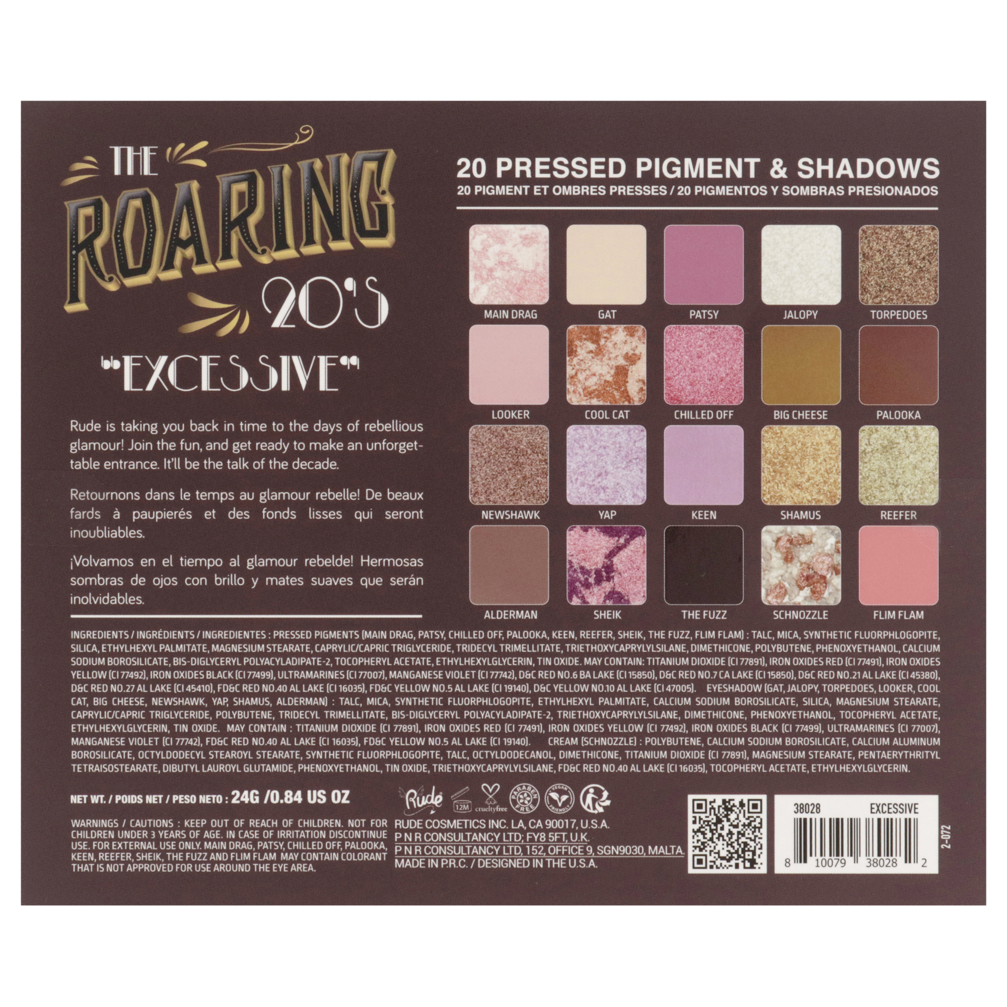 Foto 7 pulgar | Paleta De Sombras De Ojos Rude Cosmetics The Roaring 20s Excessive - Venta Internacional.