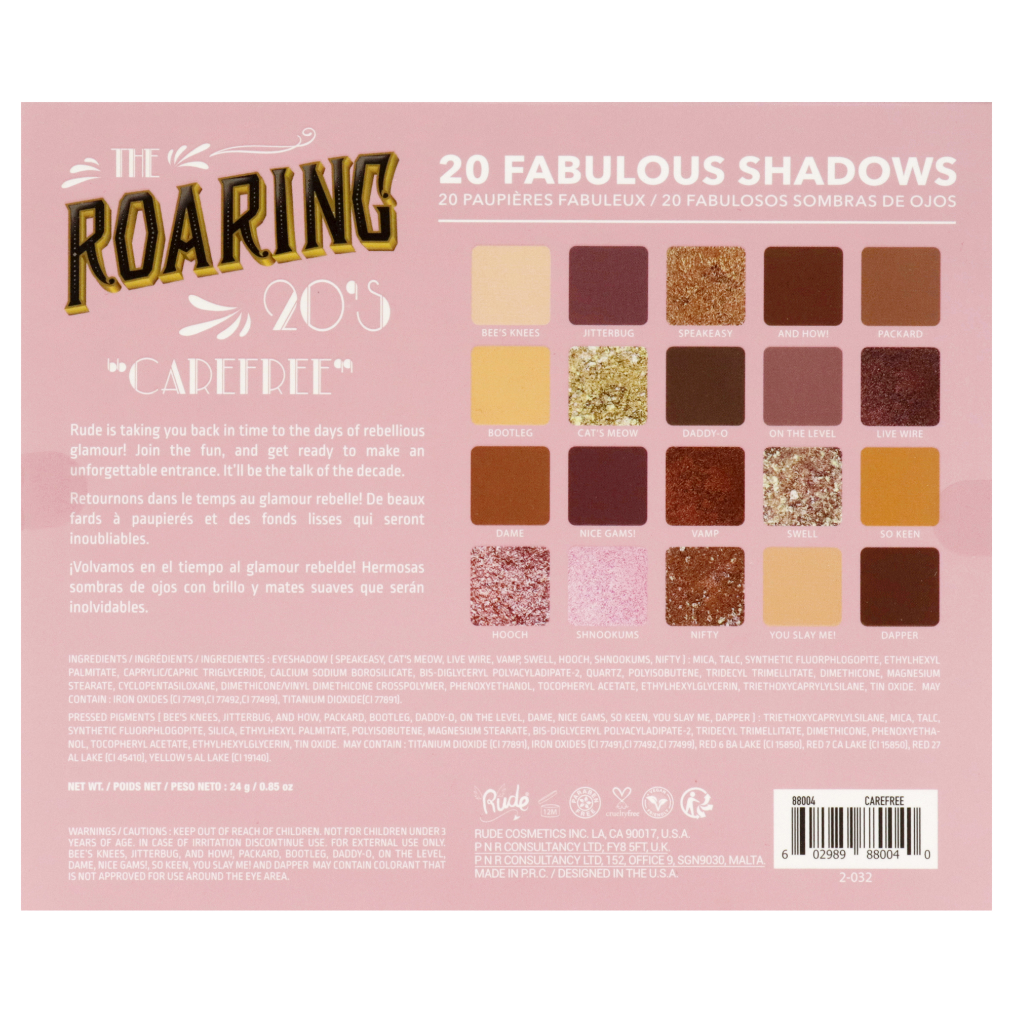 Foto 7 pulgar | Paleta De Sombras De Ojos Rude Cosmetics The Roaring 20s Carefree - Venta Internacional.