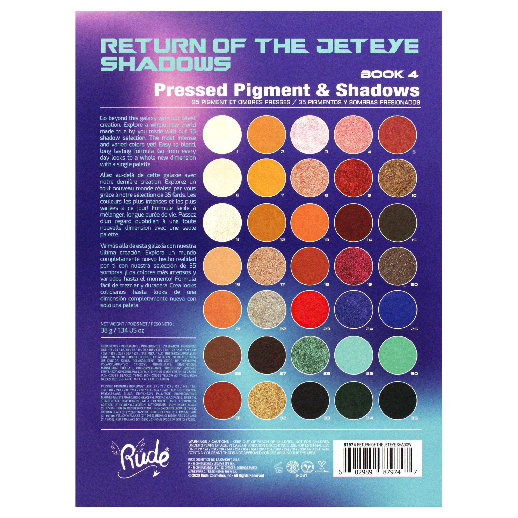 Foto 7 | Paleta De Sombras De Ojos Rude Return Of The Jeteye 35 Book 4 Vegan - Venta Internacional.