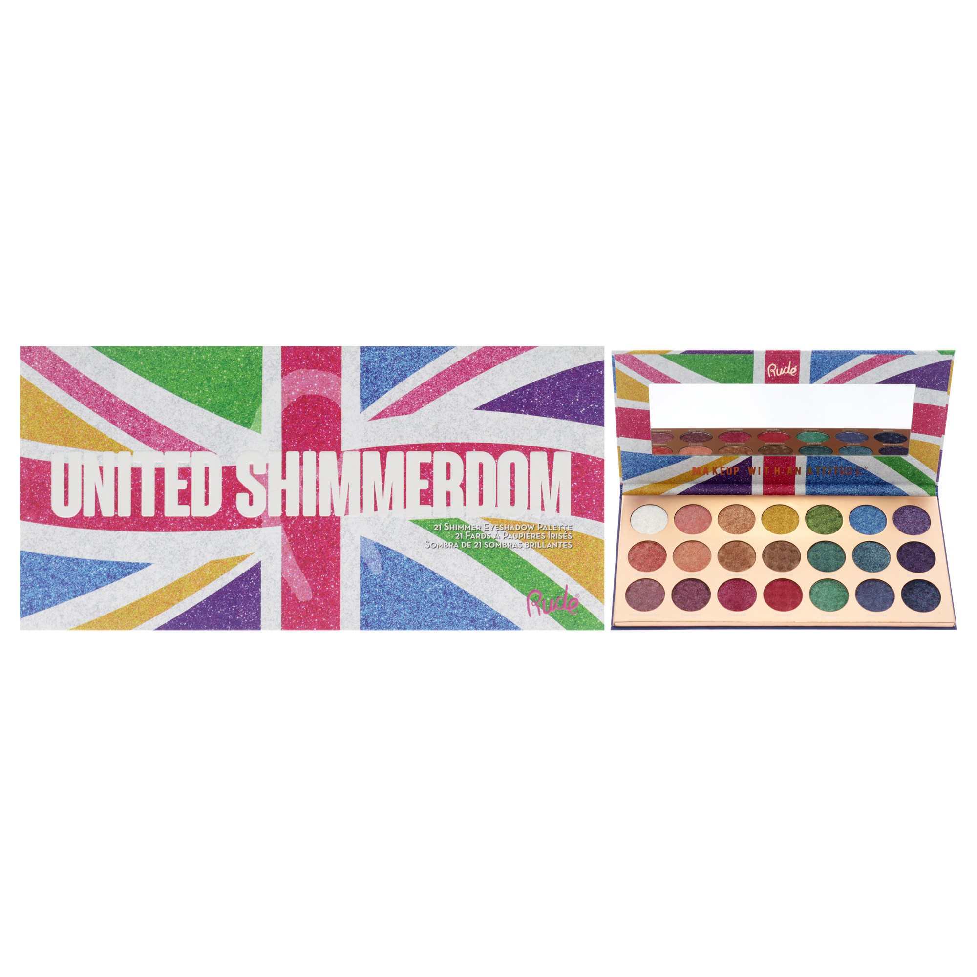 Paleta De Sombras De Ojos Rude Cosmetics United Shimmer 21 Tonos - Venta Internacional.