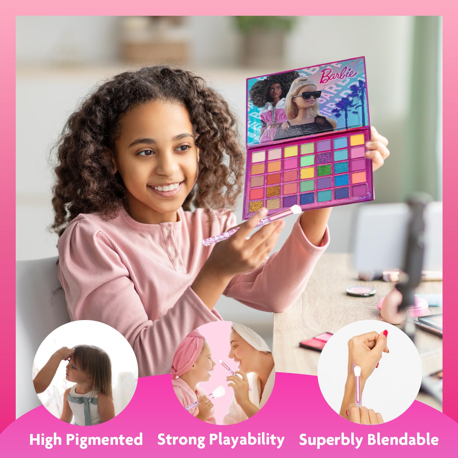 Foto 4 pulgar | Paleta De Sombras De Ojos Townley Girl Barbie 35 Pocillos Con Brochas - Venta Internacional.