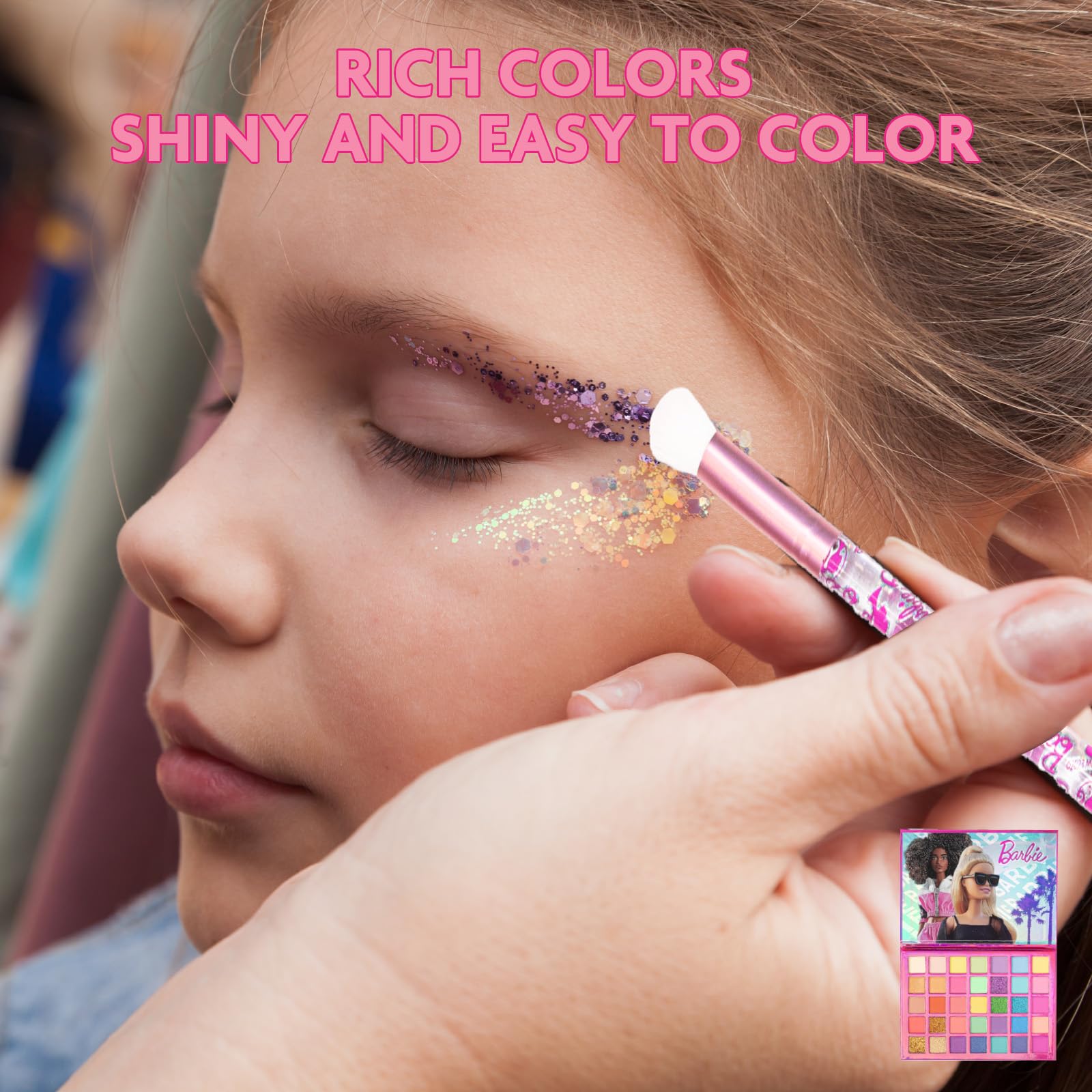 Foto 6 pulgar | Paleta De Sombras De Ojos Townley Girl Barbie 35 Pocillos Con Brochas - Venta Internacional.