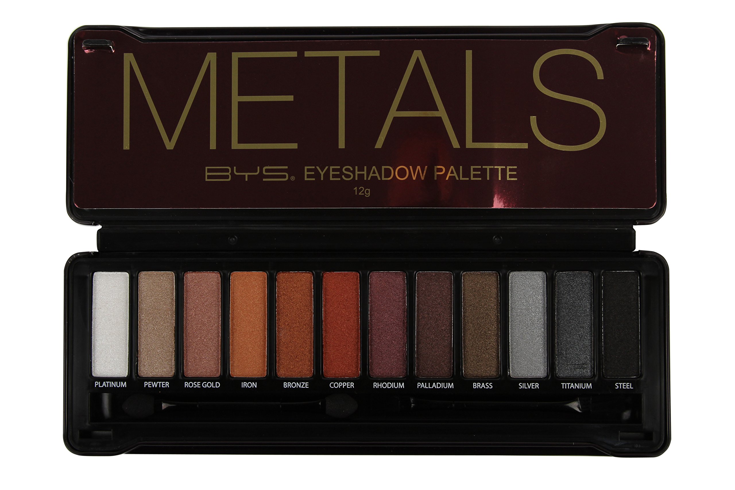 Paleta De Sombras De Ojos Bys Metals, 12 Tonos Metálicos Con Espejo - Venta Internacional.