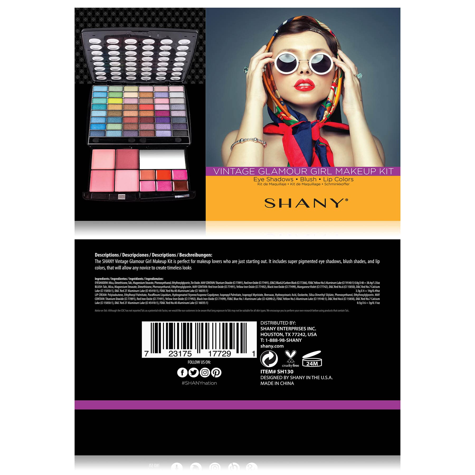 Foto 4 pulgar | Kit De Maquillaje Shany Glamour Girl Con Paleta De Sombras De Ojos Y Más - Venta Internacional.