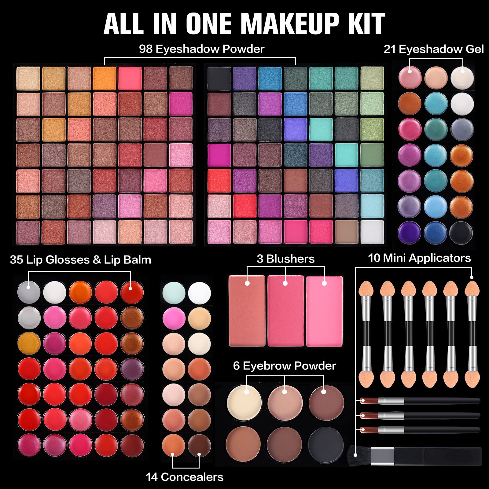 Foto 3 pulgar | Kit De Maquillaje Morneca 177 Colores Con Espejo Para Mujeres Y Niñas - Venta Internacional.