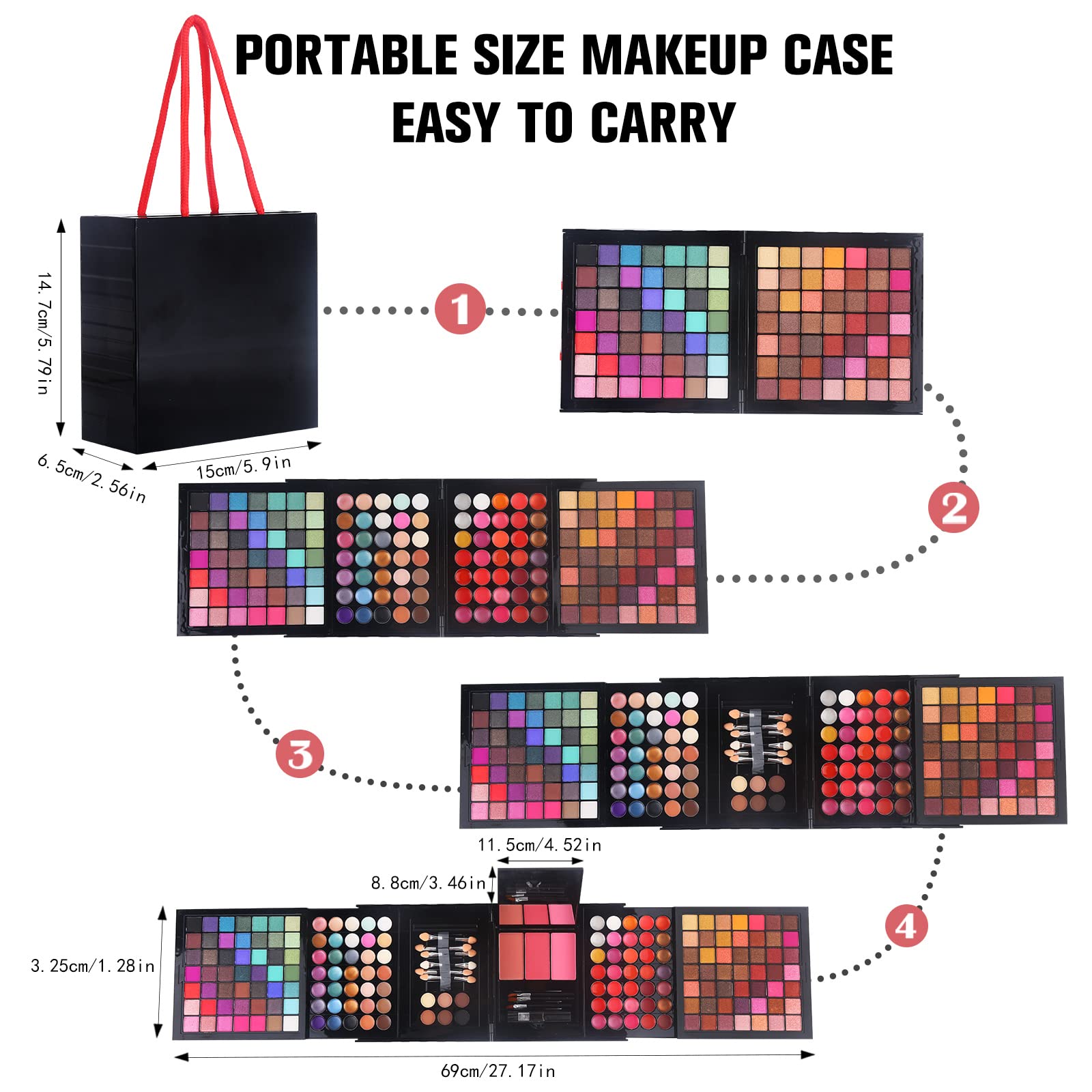 Foto 7 pulgar | Kit De Maquillaje Morneca 177 Colores Con Espejo Para Mujeres Y Niñas - Venta Internacional.