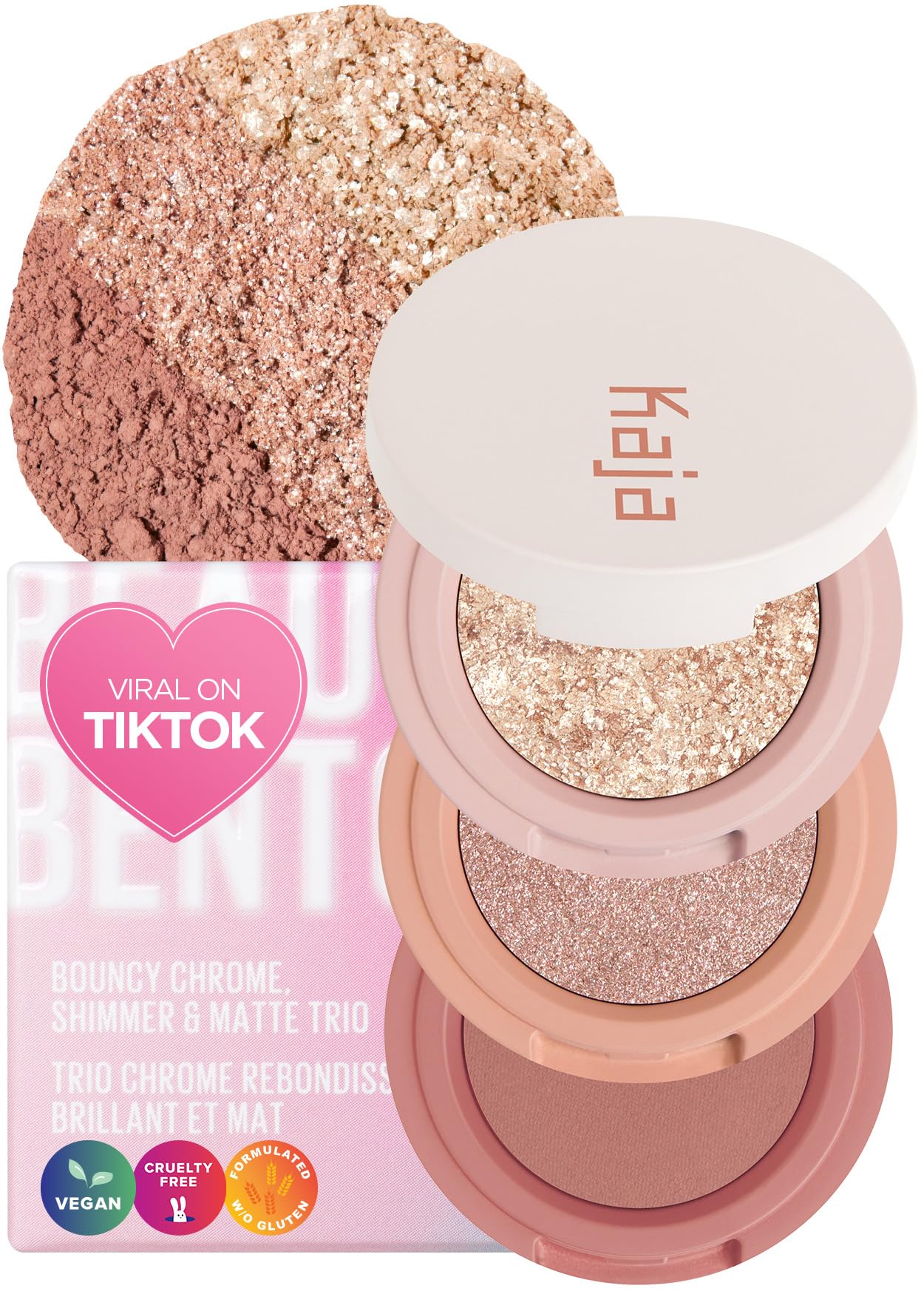 Trío De Sombras De Ojos Kaja Beauty Bento Collection 16 Peach Madeline - Venta Internacional.